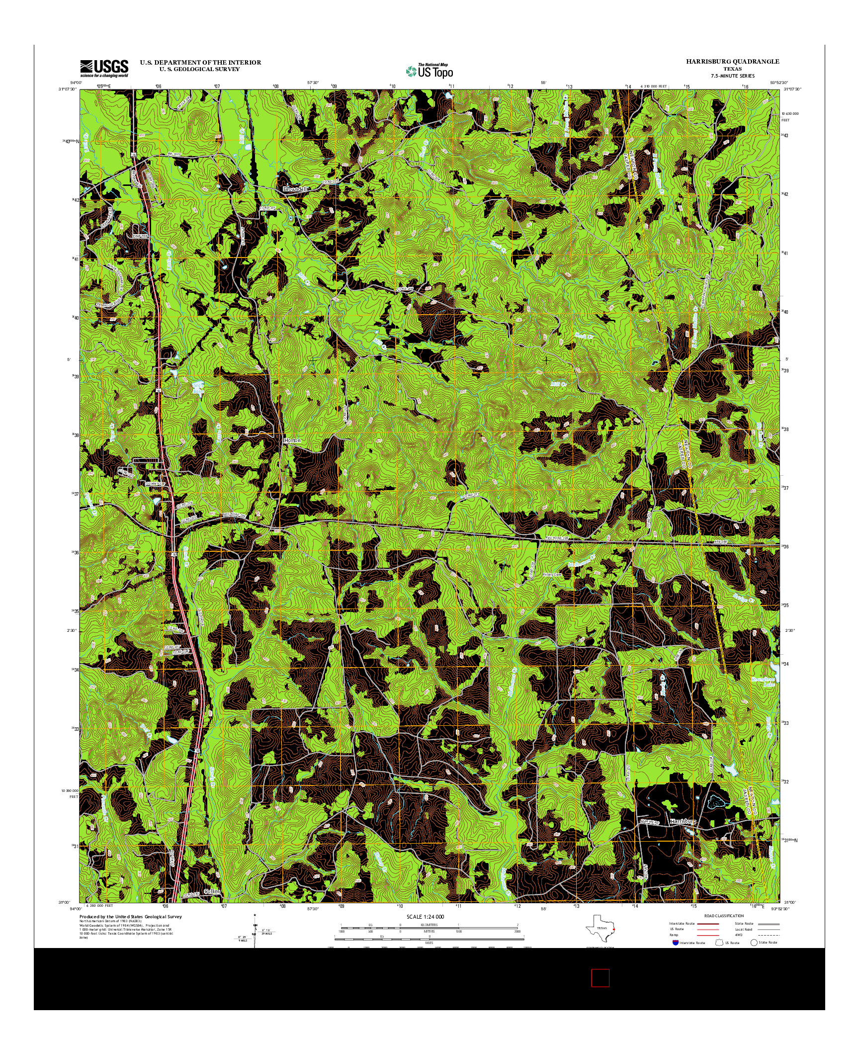 USGS US TOPO 7.5-MINUTE MAP FOR HARRISBURG, TX 2012