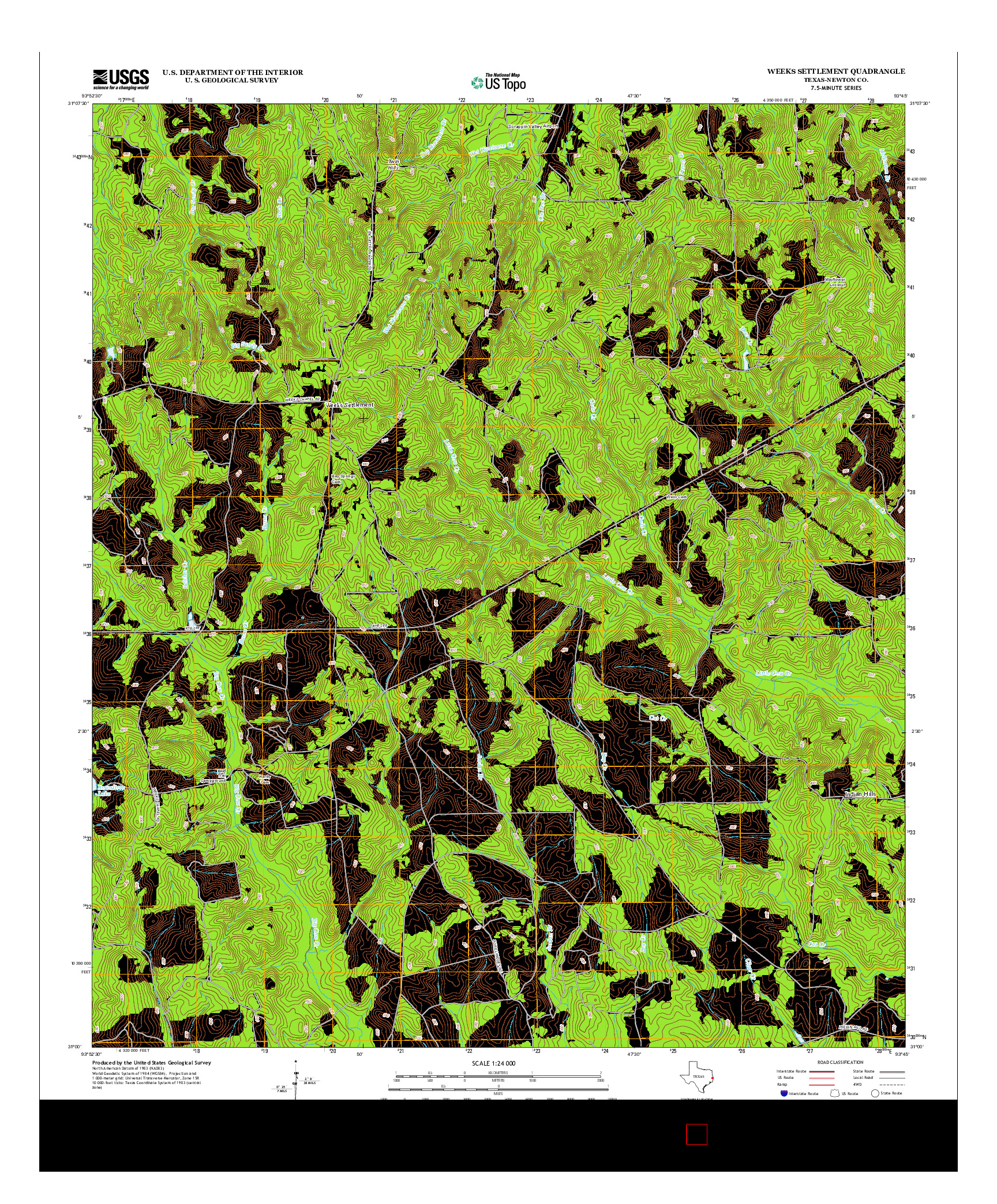 USGS US TOPO 7.5-MINUTE MAP FOR WEEKS SETTLEMENT, TX 2012