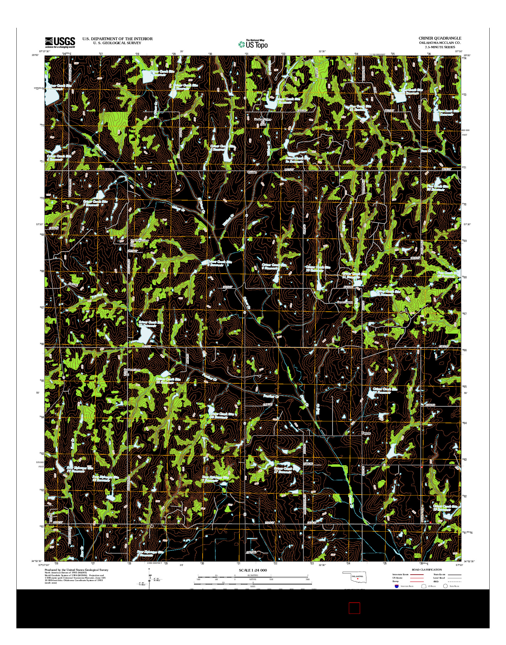 USGS US TOPO 7.5-MINUTE MAP FOR CRINER, OK 2012