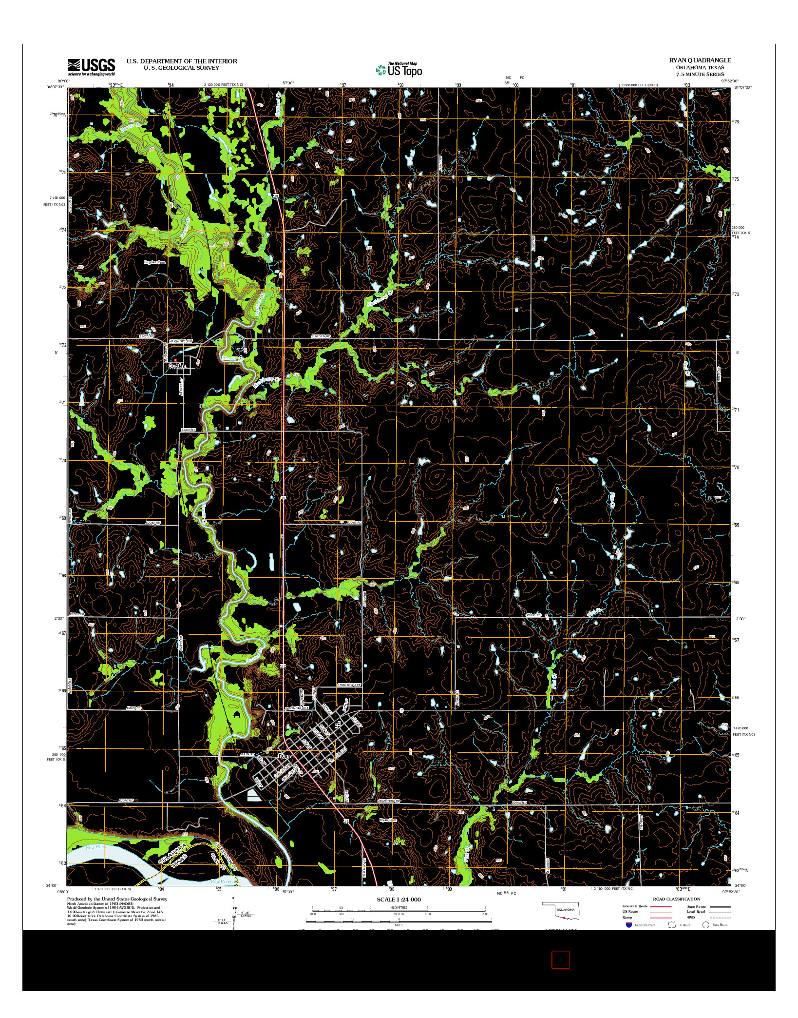 USGS US TOPO 7.5-MINUTE MAP FOR RYAN, OK-TX 2012