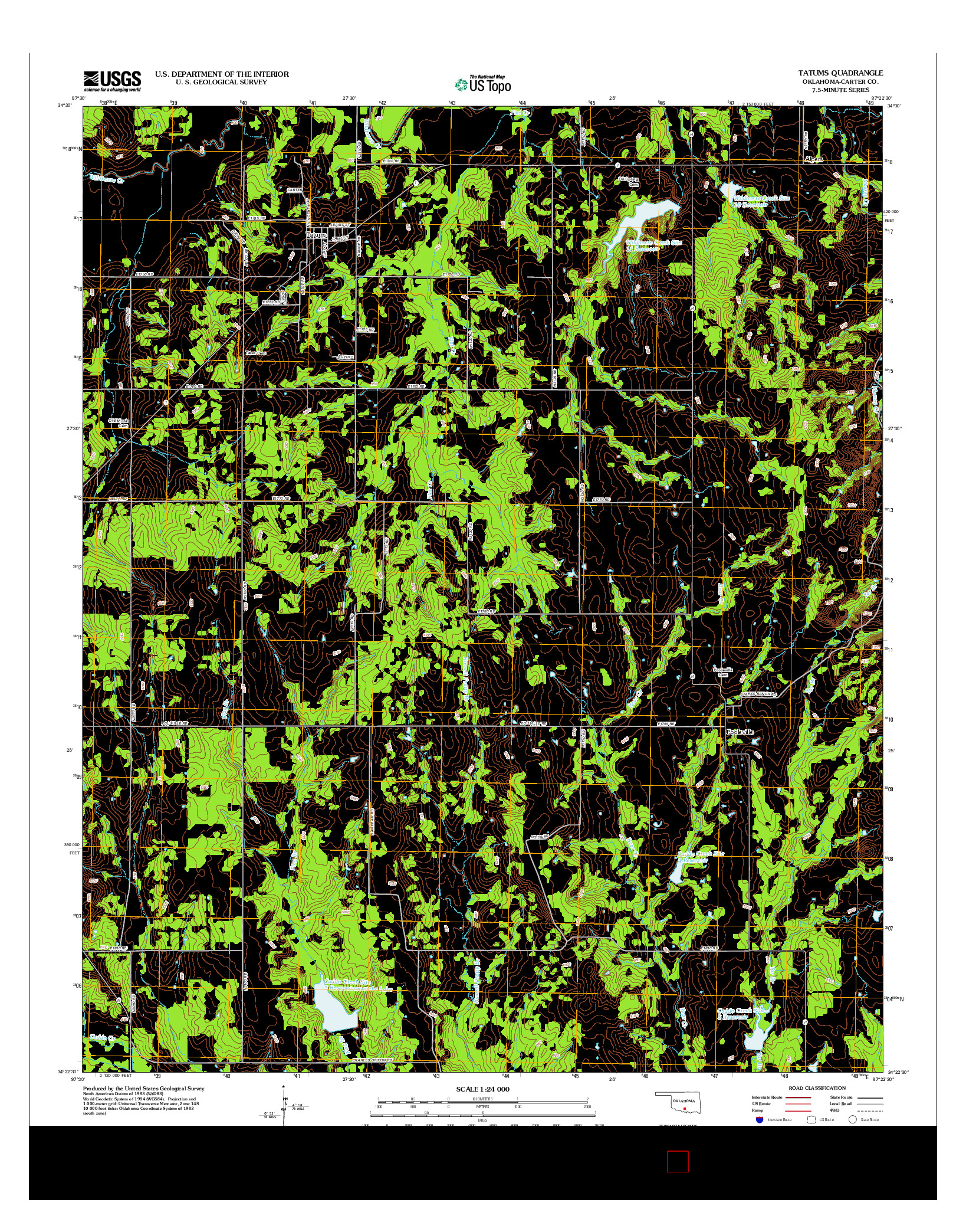 USGS US TOPO 7.5-MINUTE MAP FOR TATUMS, OK 2012