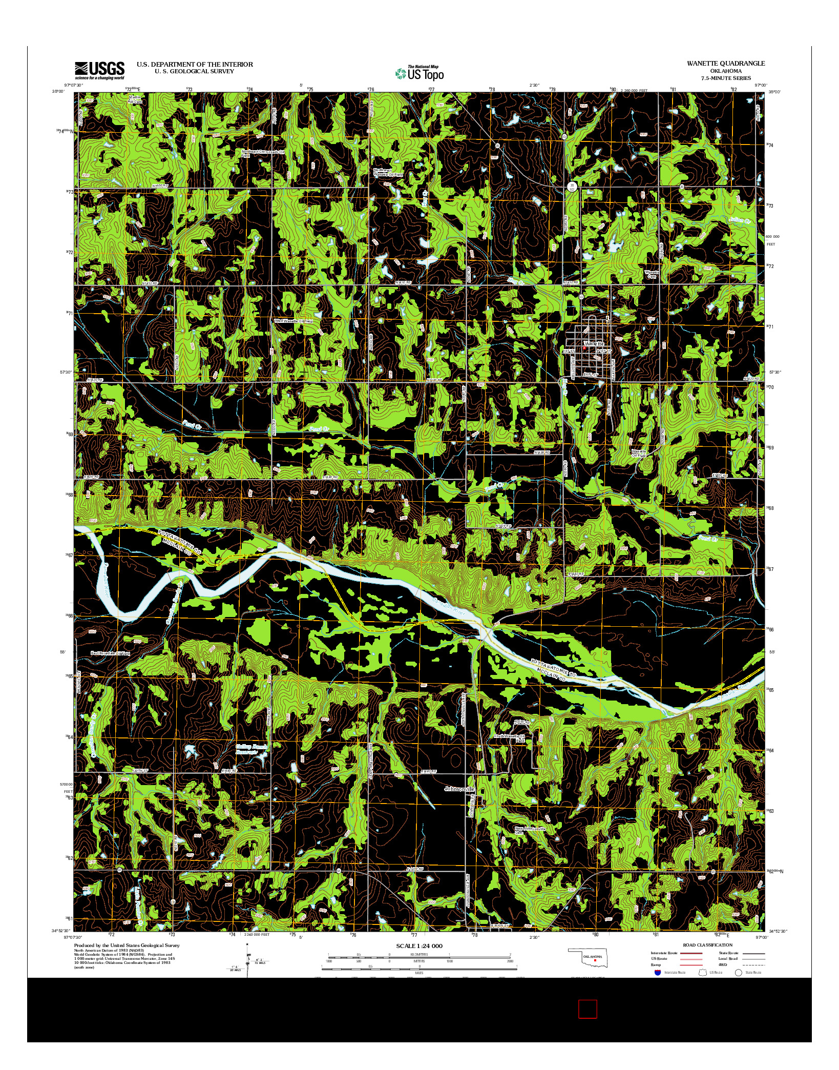 USGS US TOPO 7.5-MINUTE MAP FOR WANETTE, OK 2012