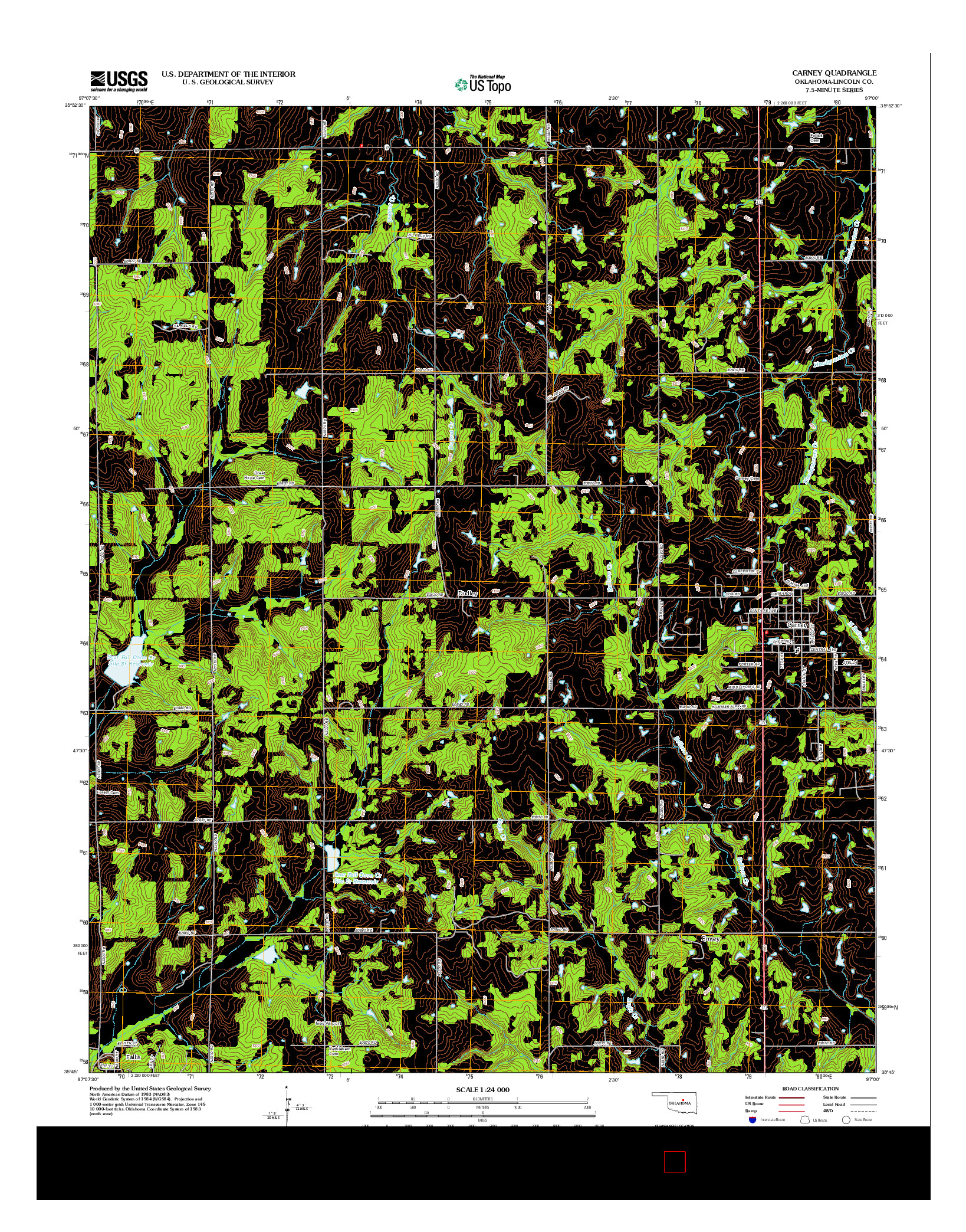 USGS US TOPO 7.5-MINUTE MAP FOR CARNEY, OK 2012