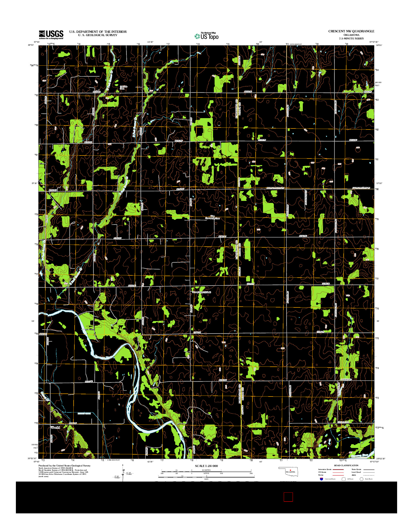 USGS US TOPO 7.5-MINUTE MAP FOR CRESCENT NW, OK 2012