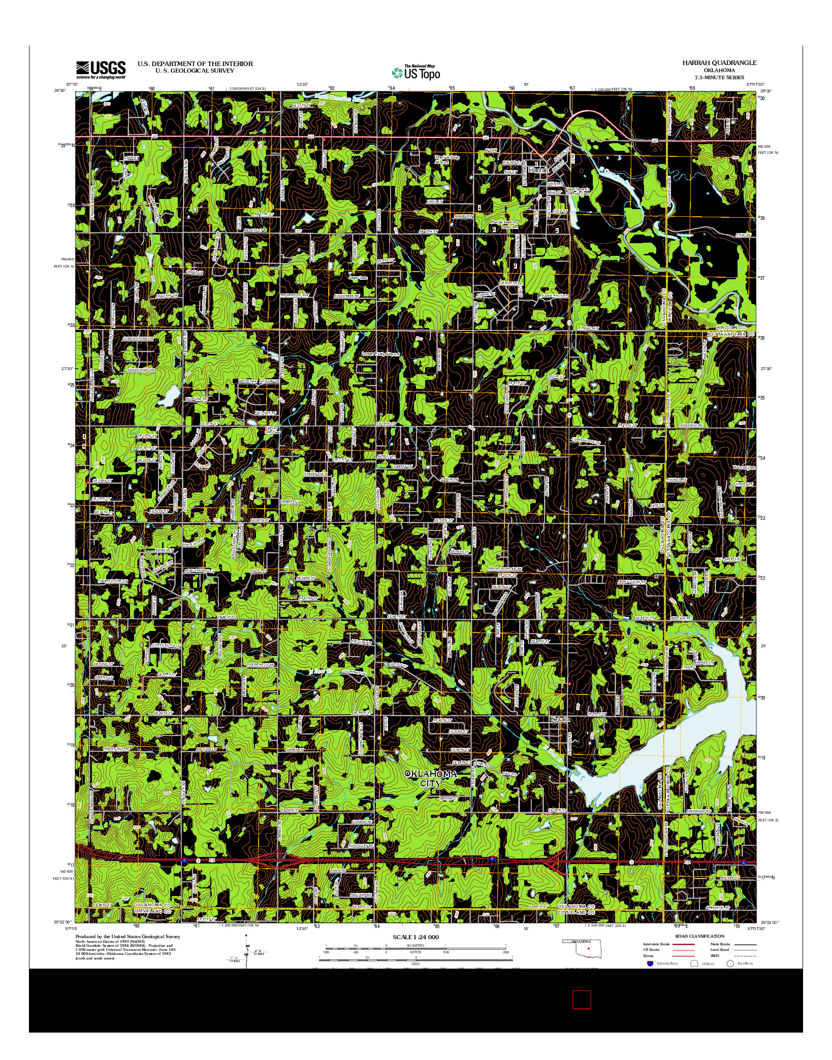 USGS US TOPO 7.5-MINUTE MAP FOR HARRAH, OK 2012