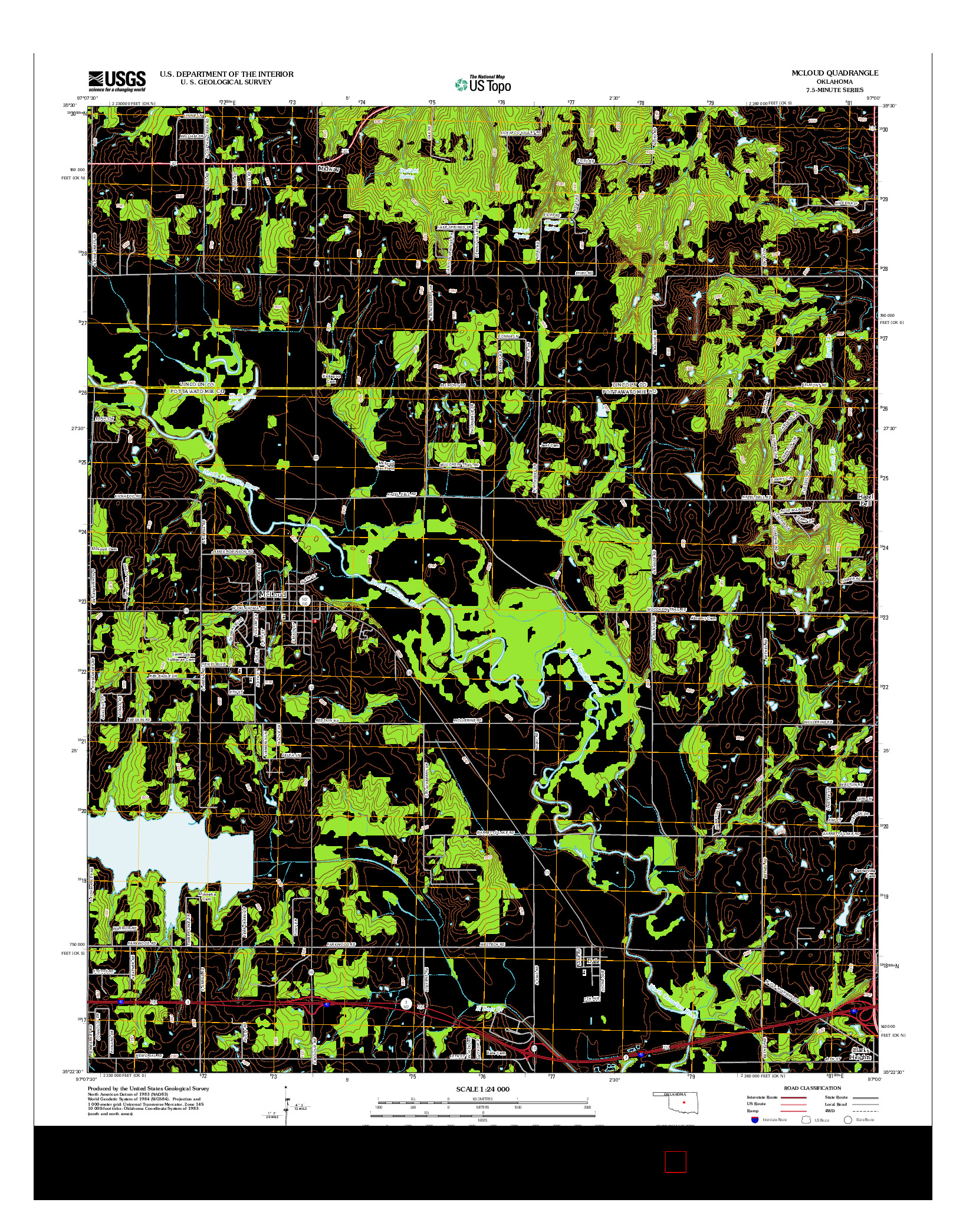 USGS US TOPO 7.5-MINUTE MAP FOR MCLOUD, OK 2012