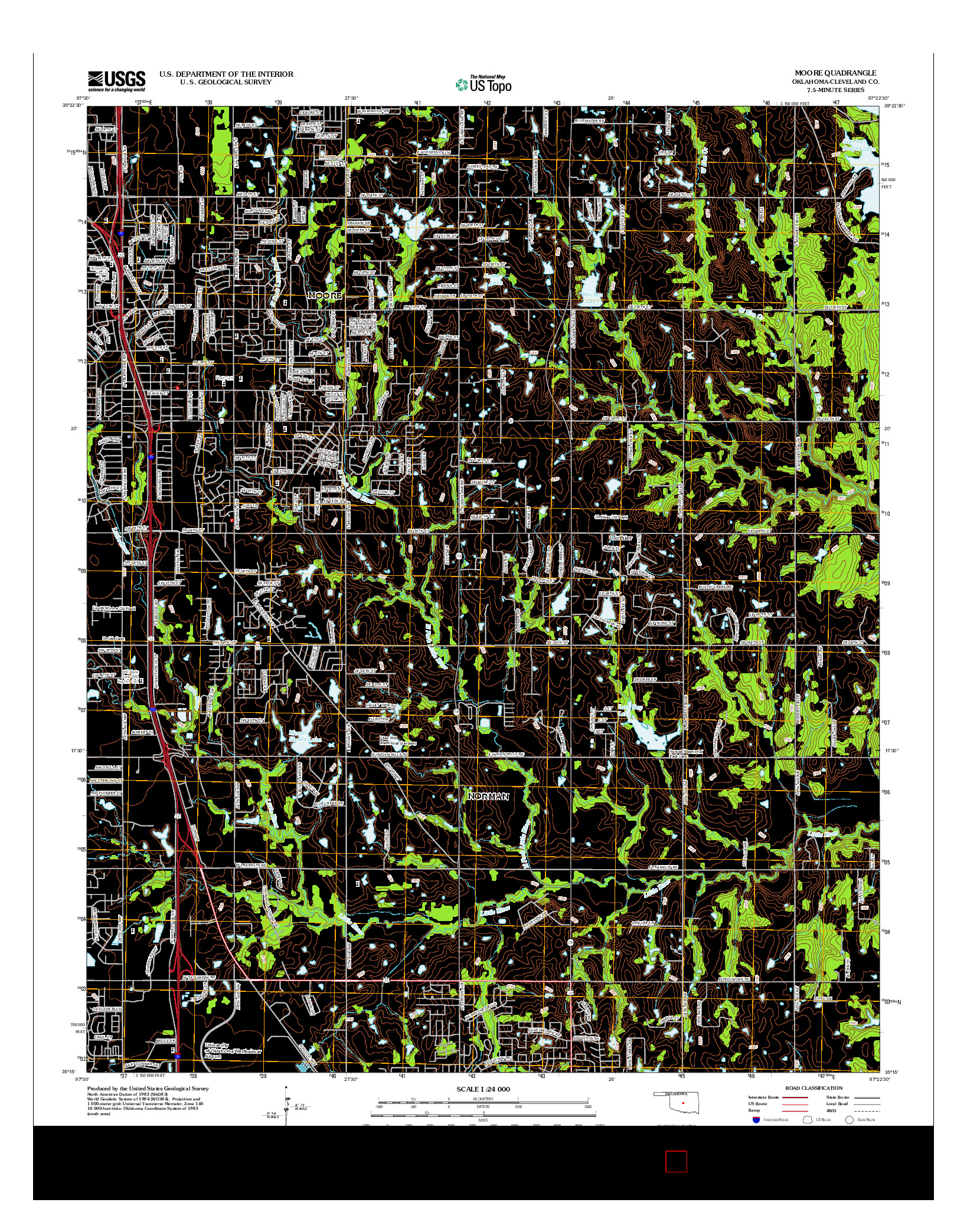 USGS US TOPO 7.5-MINUTE MAP FOR MOORE, OK 2012