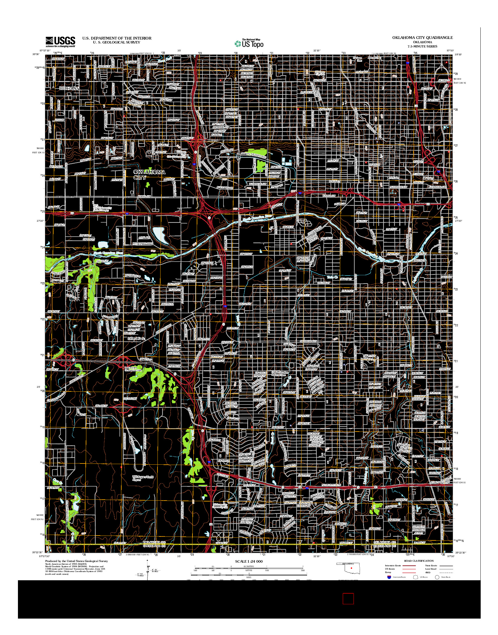USGS US TOPO 7.5-MINUTE MAP FOR OKLAHOMA CITY, OK 2012