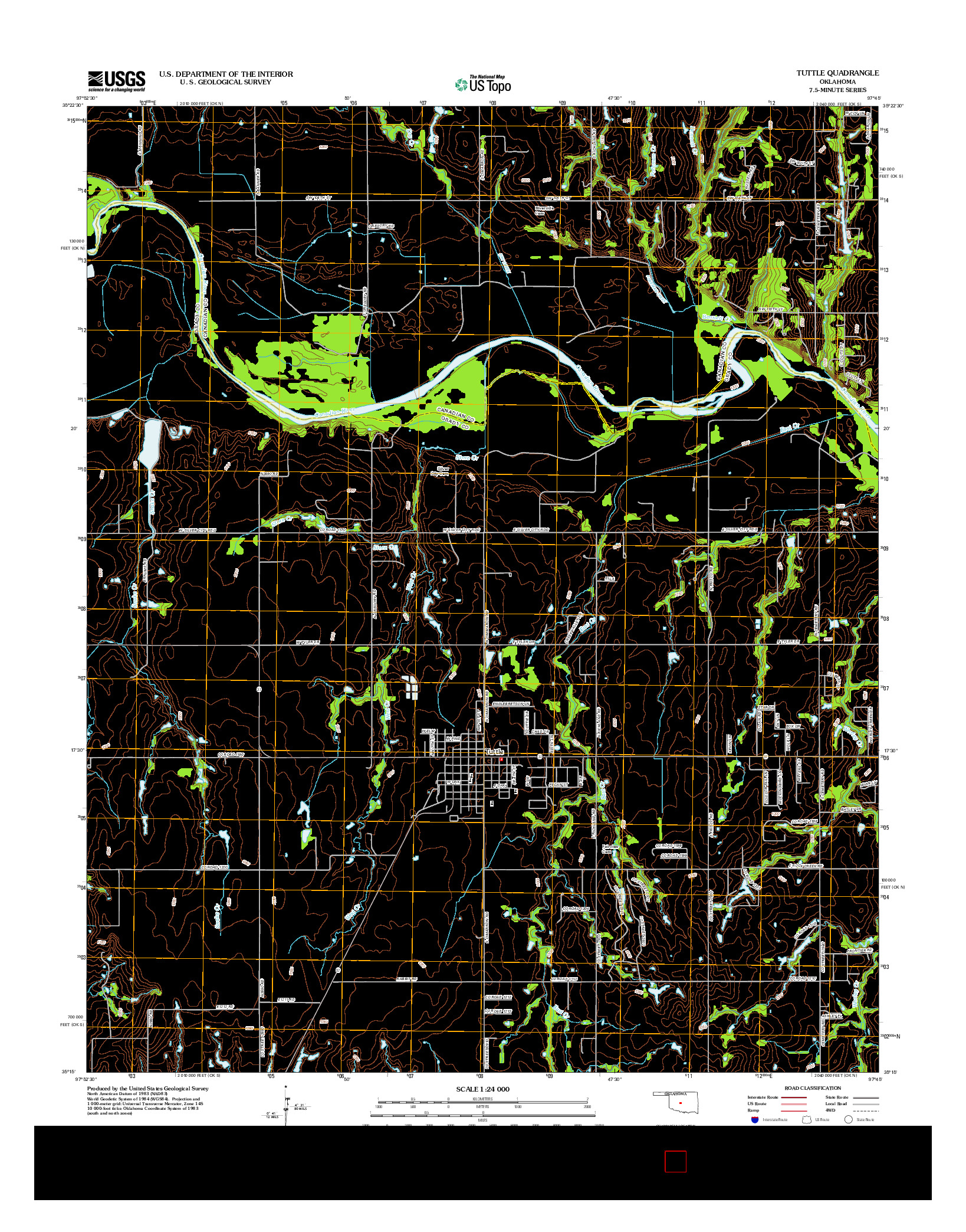 USGS US TOPO 7.5-MINUTE MAP FOR TUTTLE, OK 2012