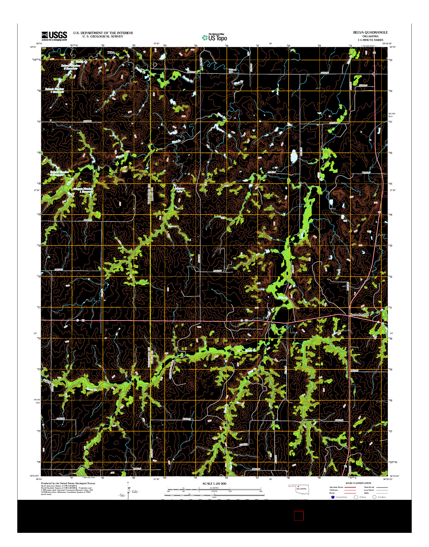 USGS US TOPO 7.5-MINUTE MAP FOR BELVA, OK 2012