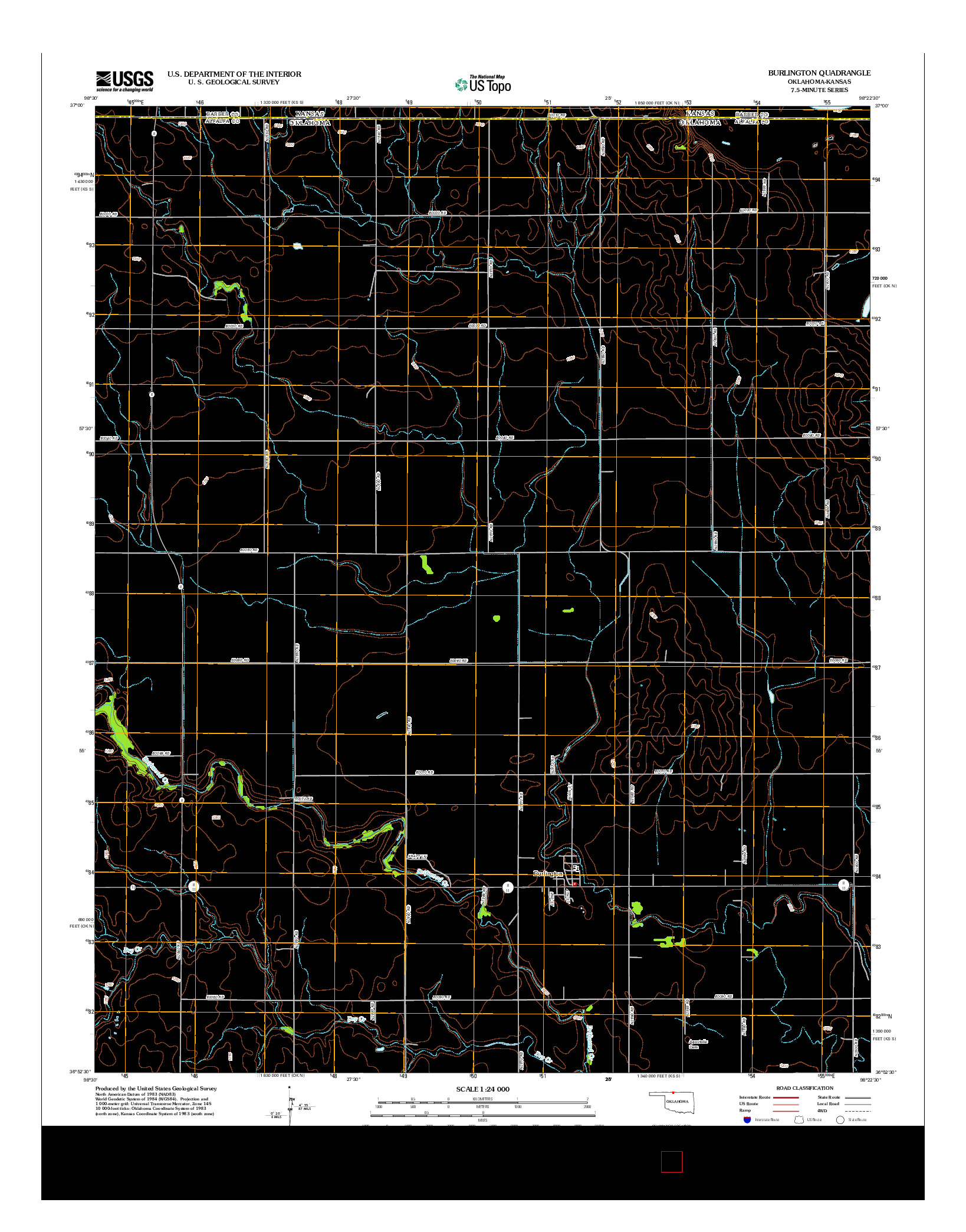 USGS US TOPO 7.5-MINUTE MAP FOR BURLINGTON, OK-KS 2012