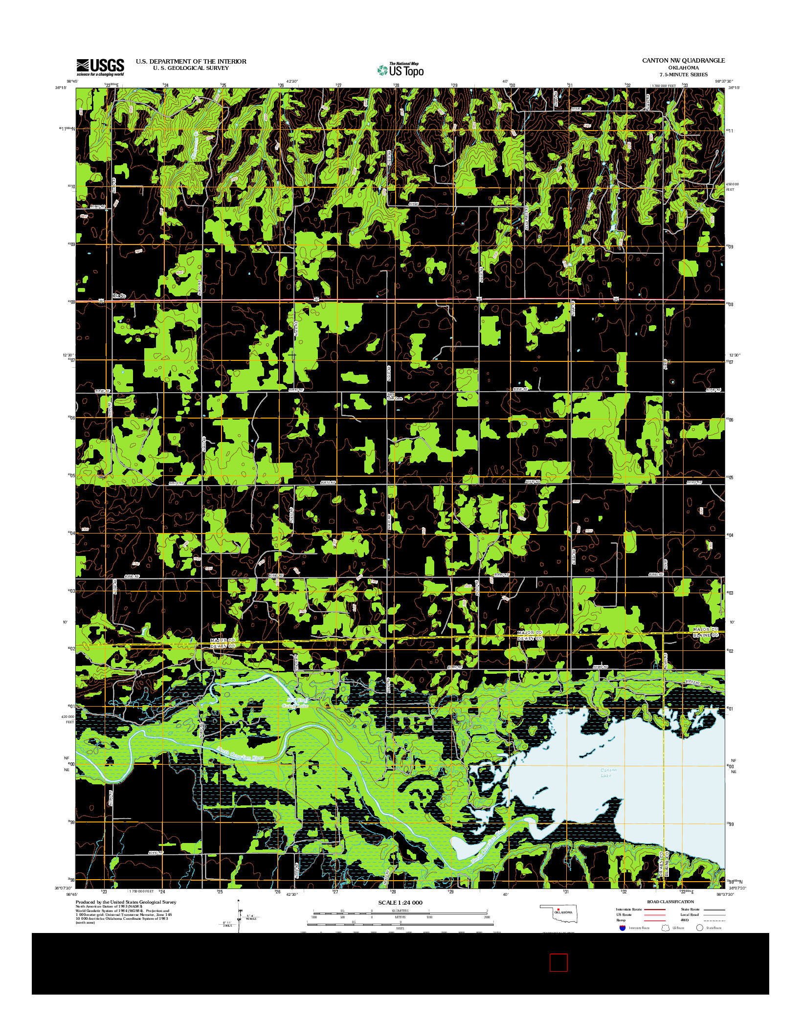 USGS US TOPO 7.5-MINUTE MAP FOR CANTON NW, OK 2012