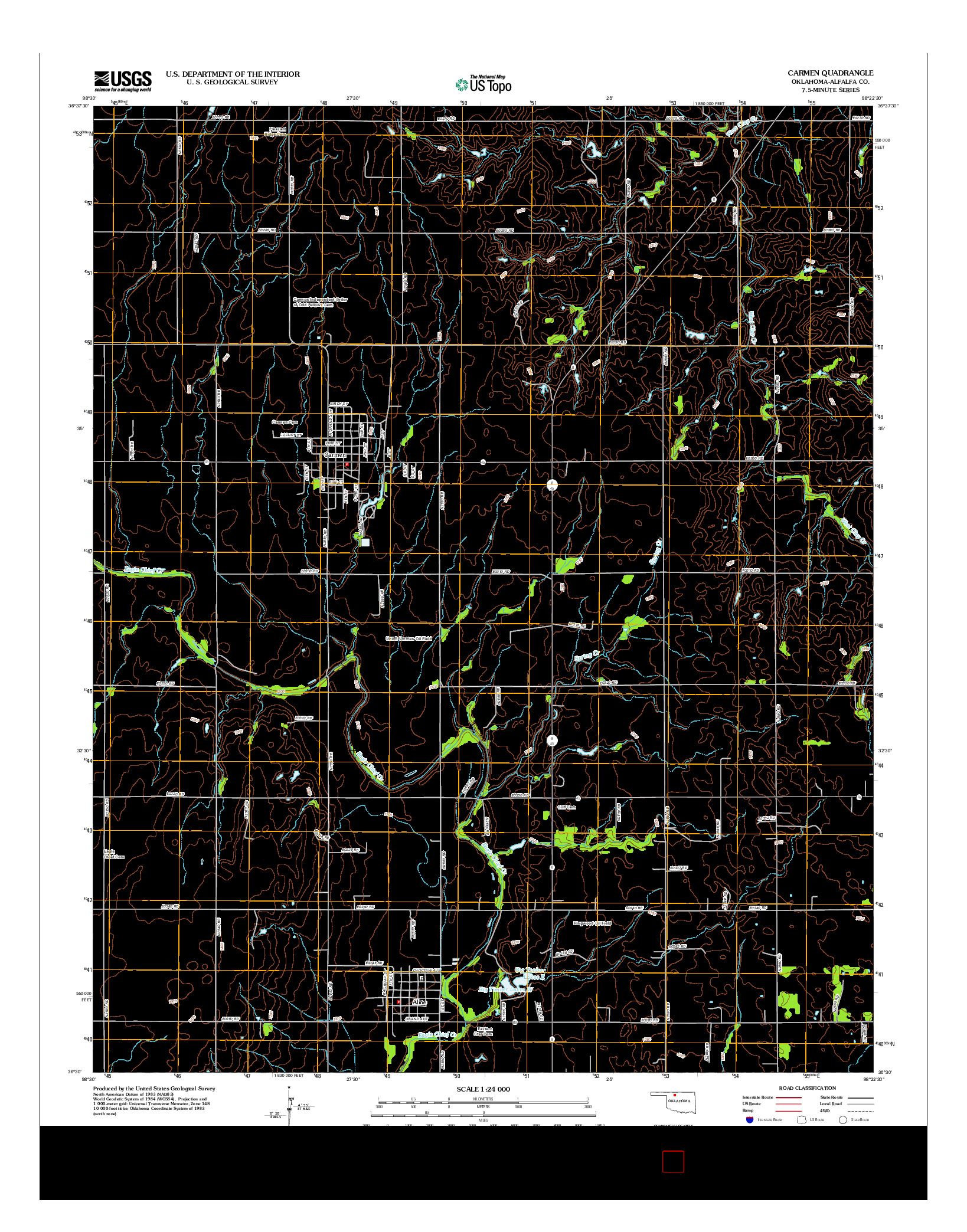 USGS US TOPO 7.5-MINUTE MAP FOR CARMEN, OK 2012