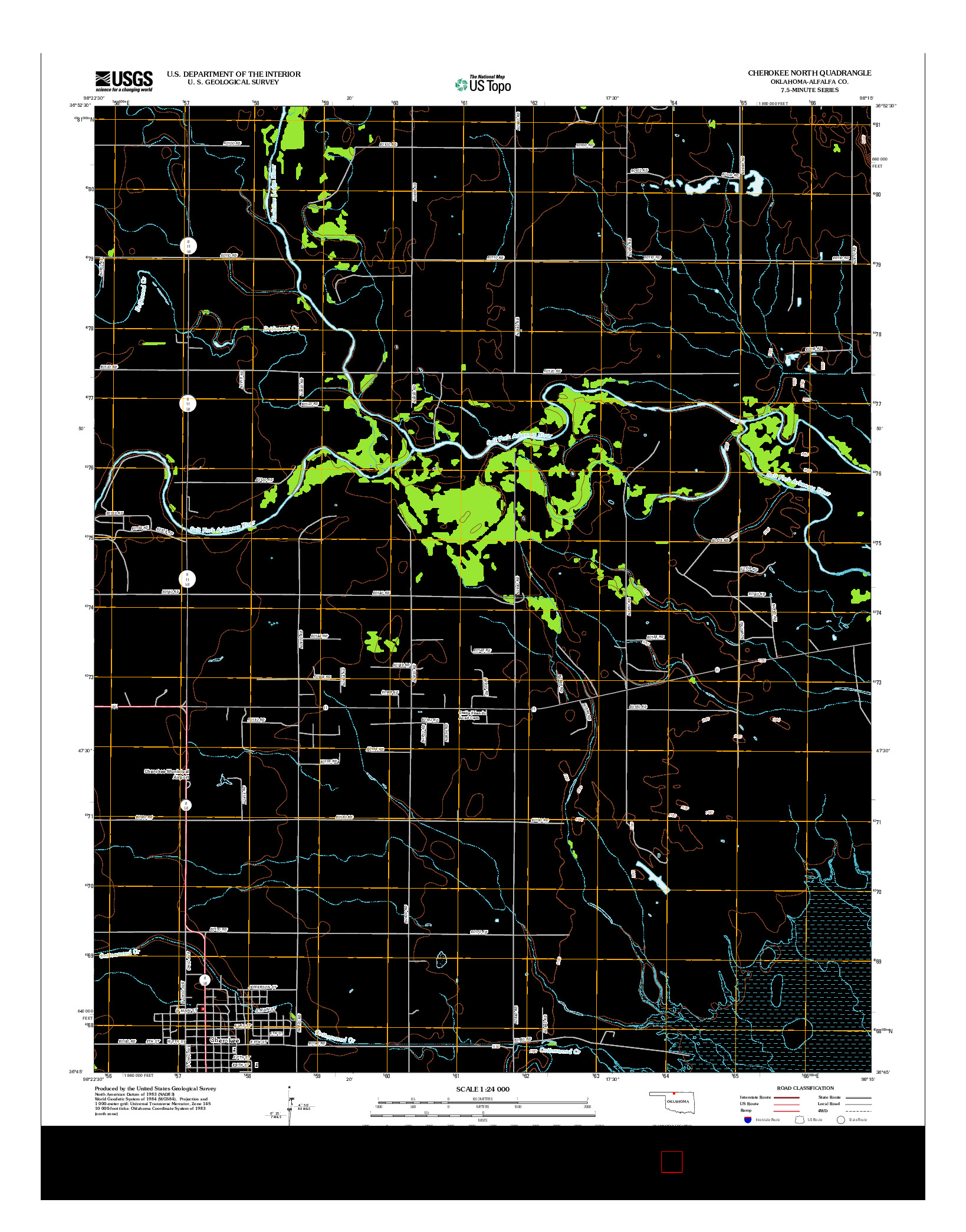 USGS US TOPO 7.5-MINUTE MAP FOR CHEROKEE NORTH, OK 2012