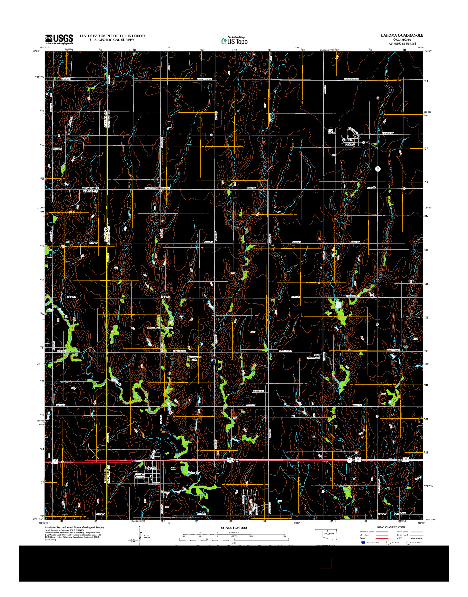 USGS US TOPO 7.5-MINUTE MAP FOR LAHOMA, OK 2012