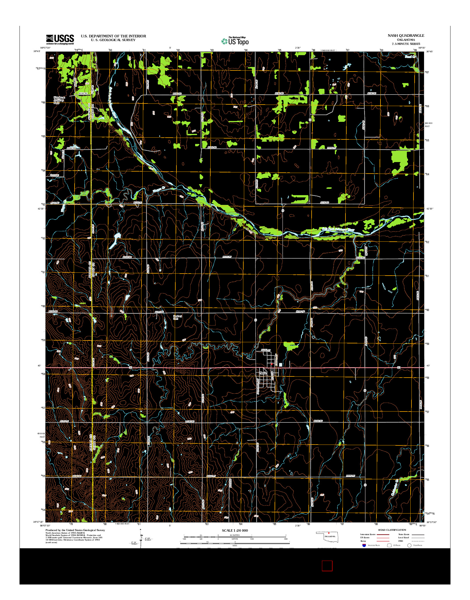 USGS US TOPO 7.5-MINUTE MAP FOR NASH, OK 2012