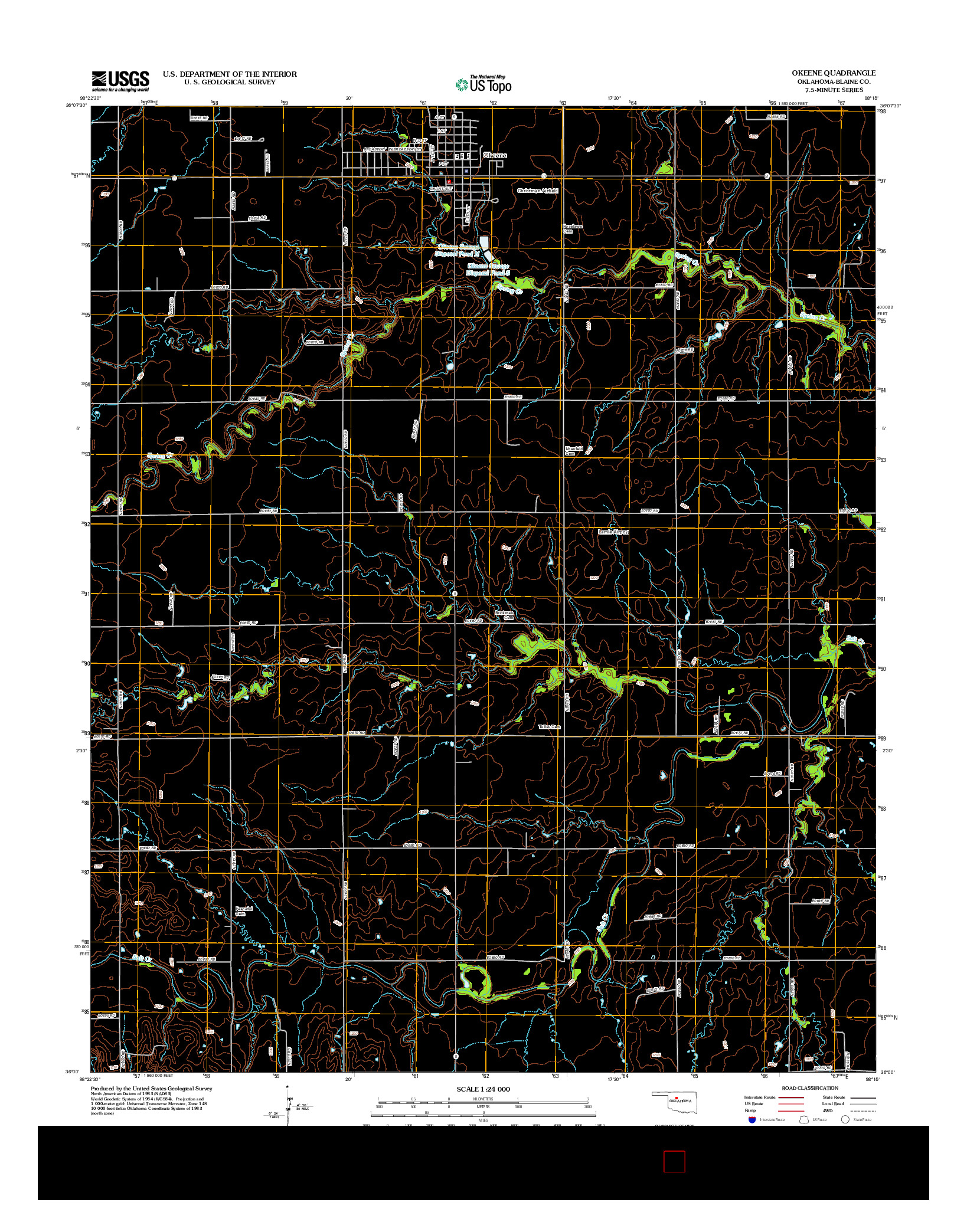 USGS US TOPO 7.5-MINUTE MAP FOR OKEENE, OK 2012