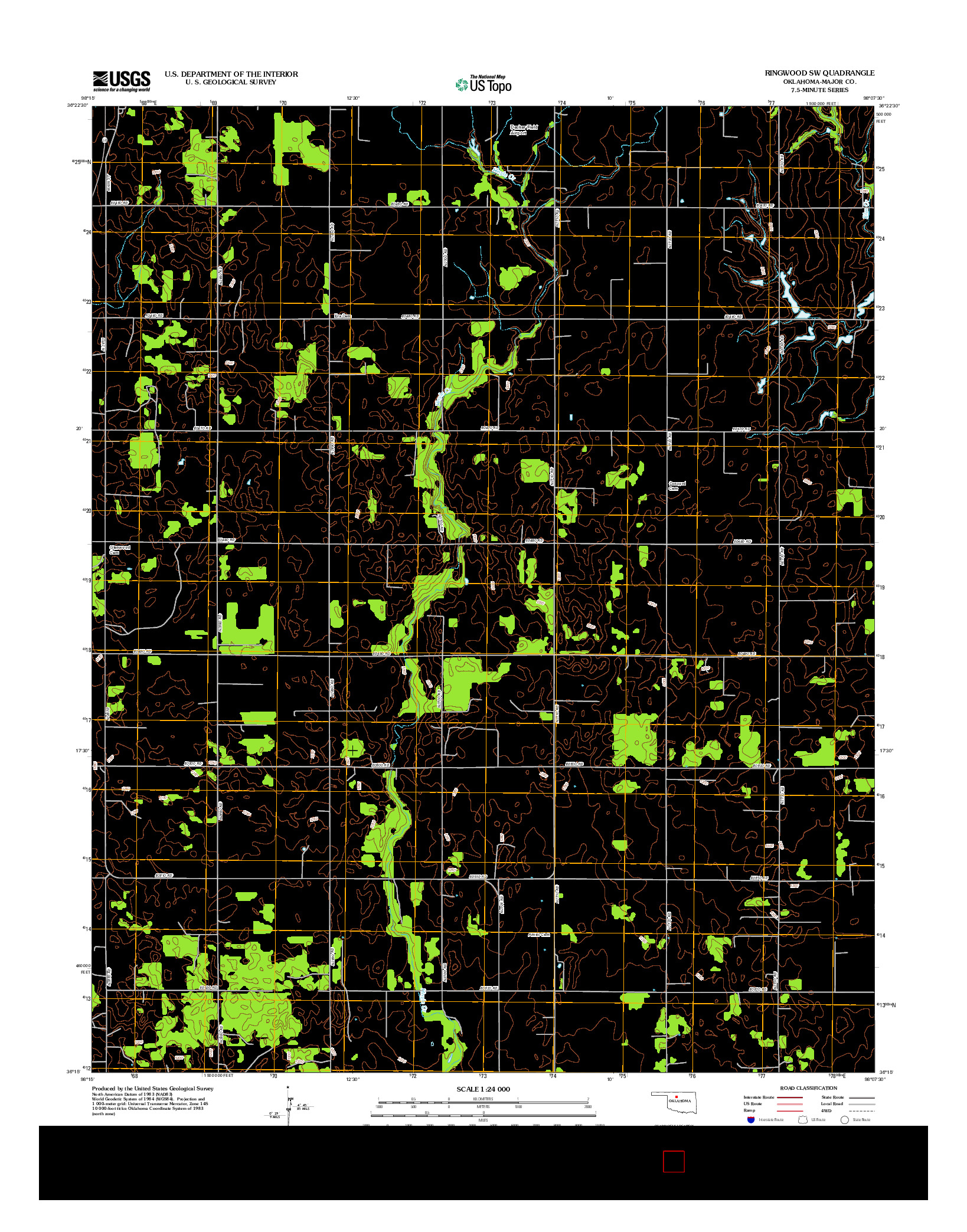 USGS US TOPO 7.5-MINUTE MAP FOR RINGWOOD SW, OK 2012