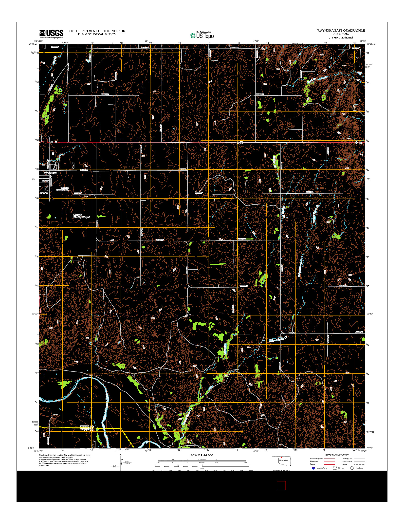 USGS US TOPO 7.5-MINUTE MAP FOR WAYNOKA EAST, OK 2012