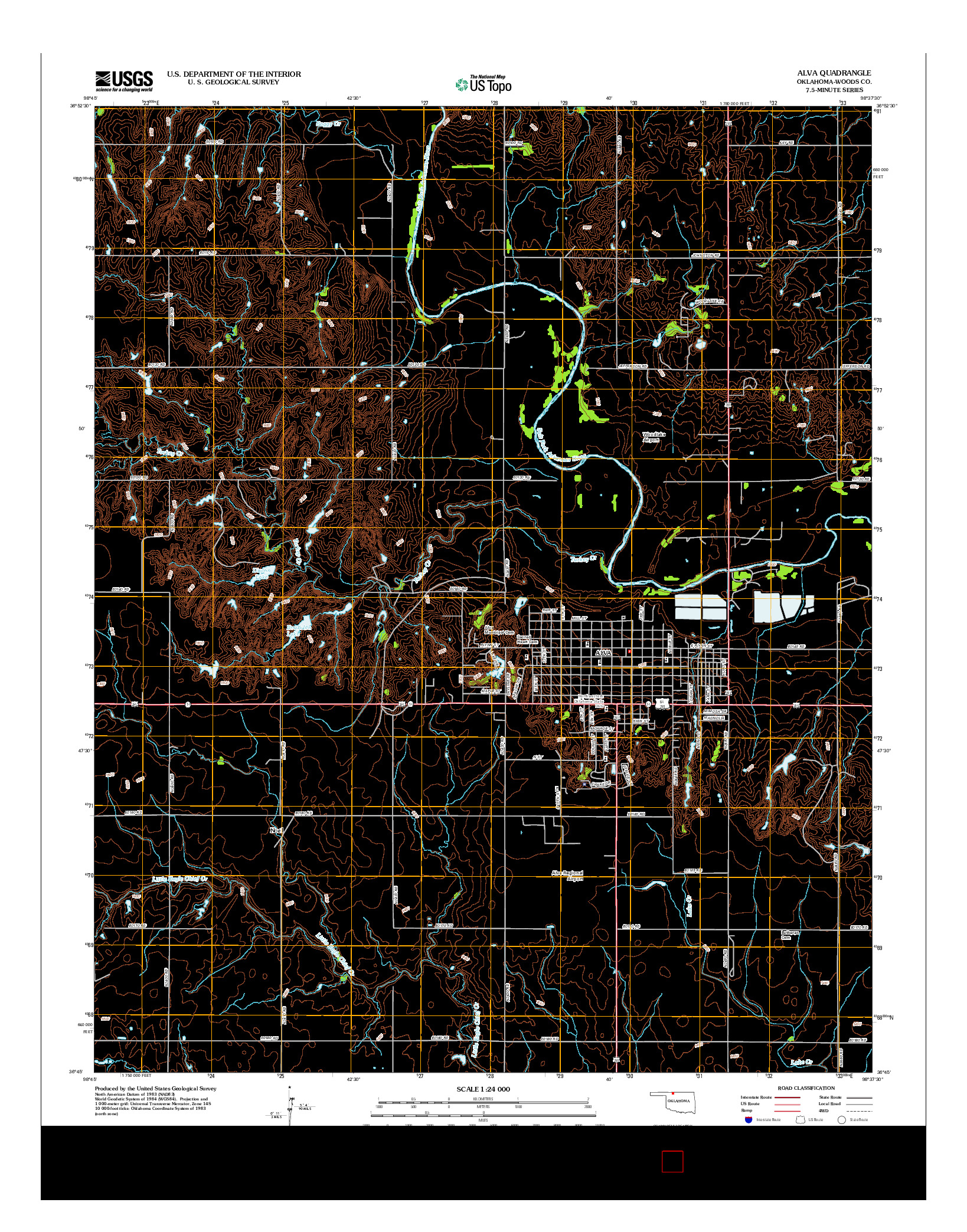 USGS US TOPO 7.5-MINUTE MAP FOR ALVA, OK 2012