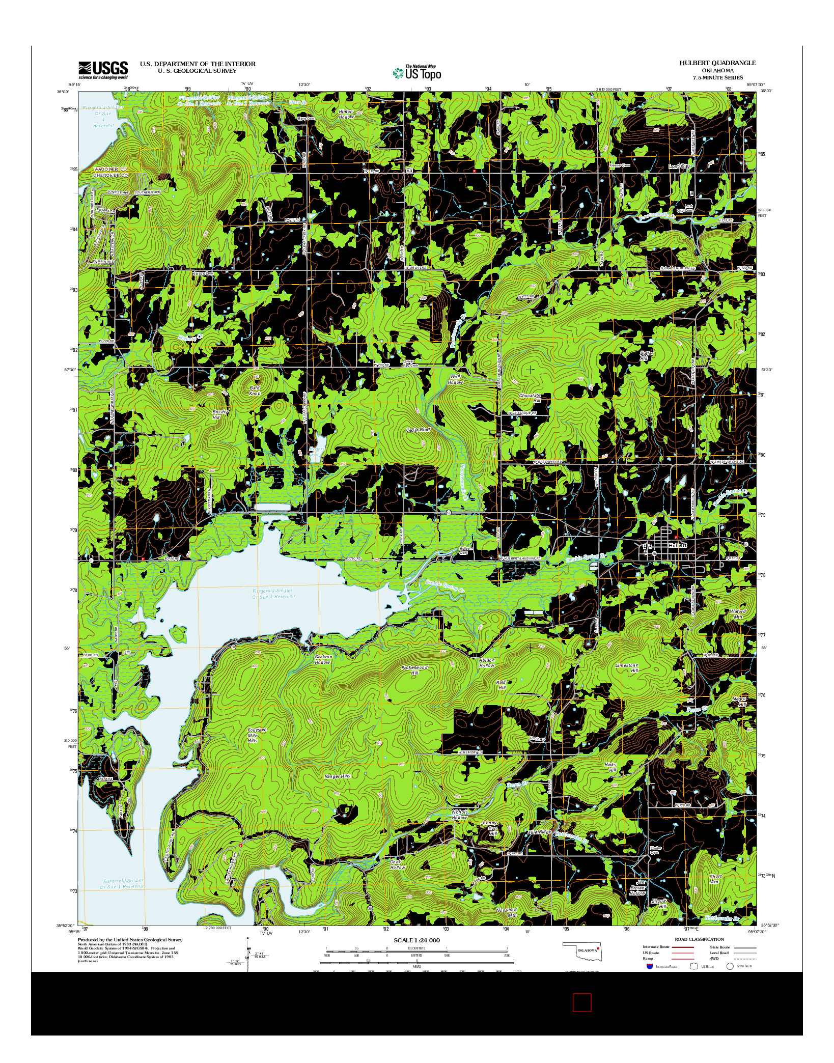 USGS US TOPO 7.5-MINUTE MAP FOR HULBERT, OK 2012