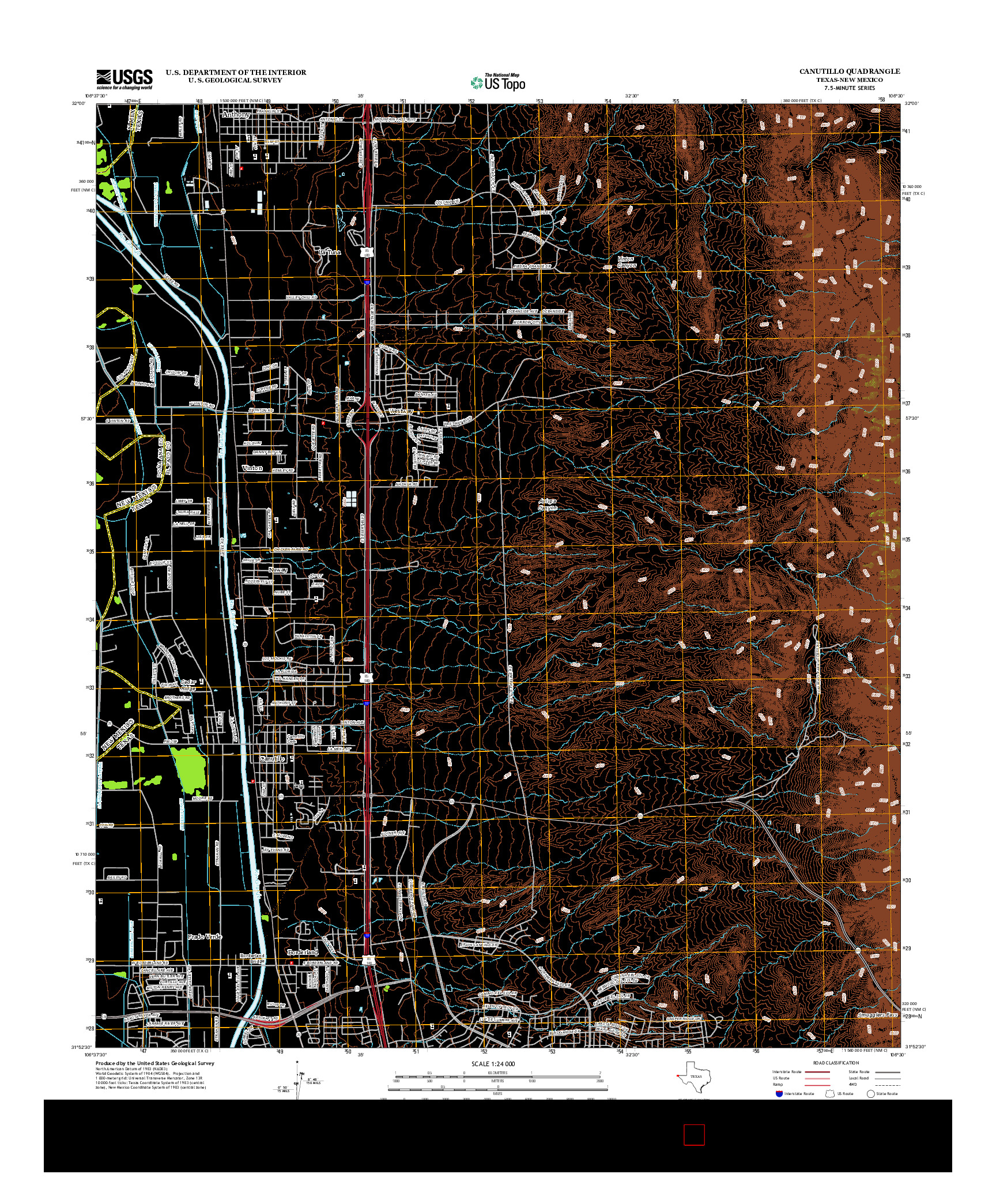 USGS US TOPO 7.5-MINUTE MAP FOR CANUTILLO, TX-NM 2012