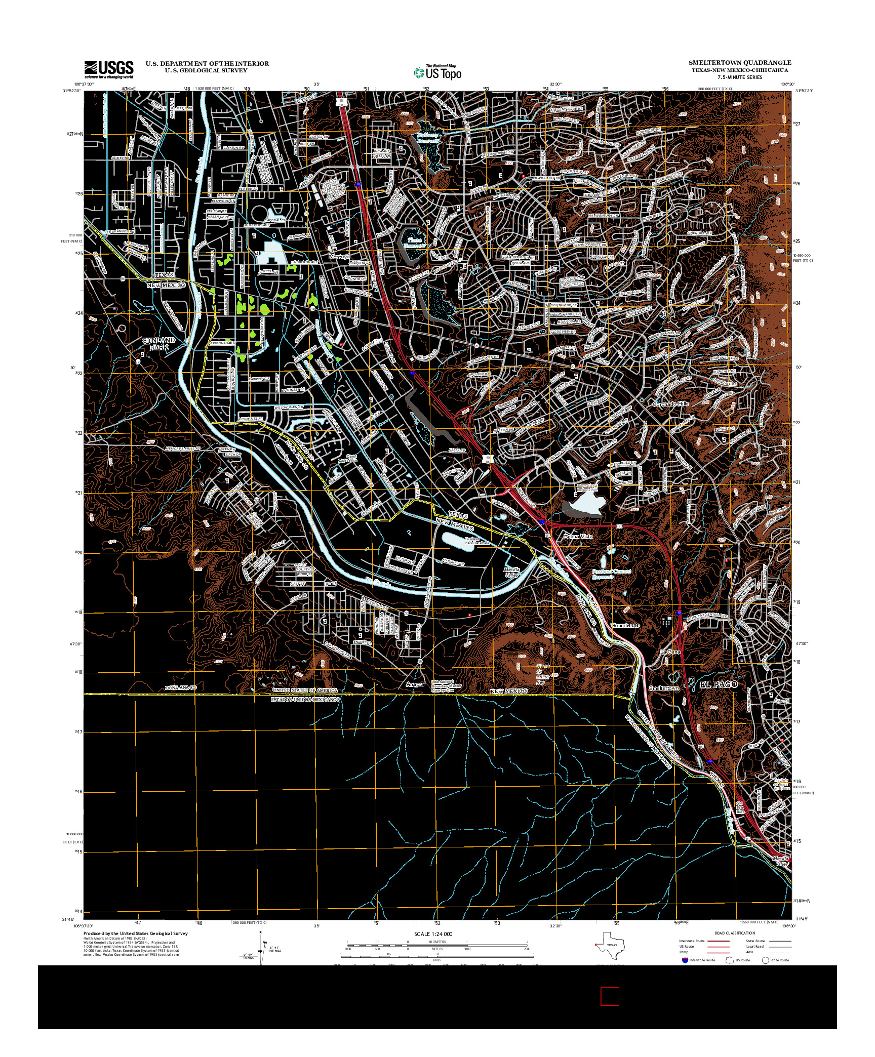 USGS US TOPO 7.5-MINUTE MAP FOR SMELTERTOWN, TX-NM-CHH 2012