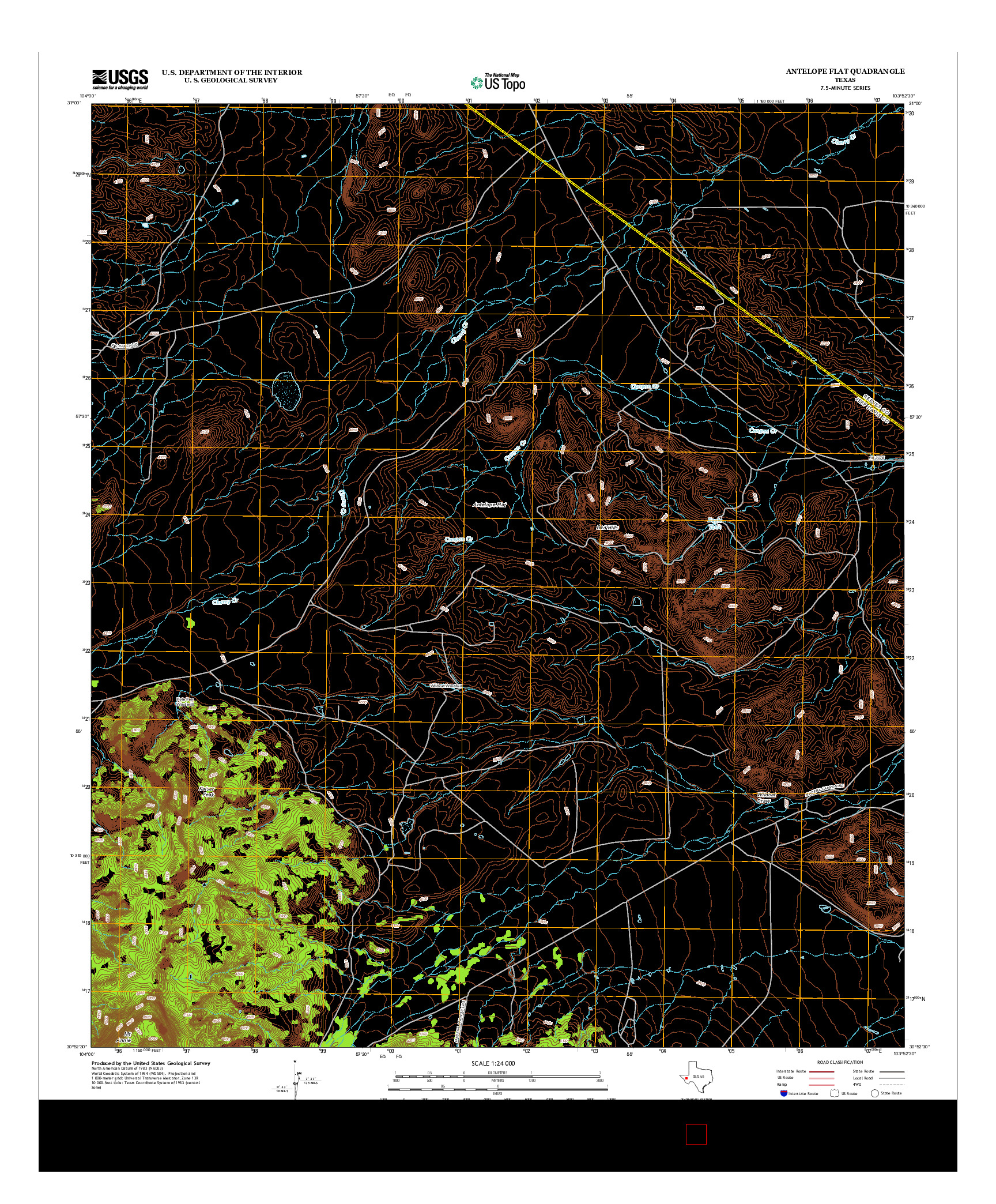 USGS US TOPO 7.5-MINUTE MAP FOR ANTELOPE FLAT, TX 2012