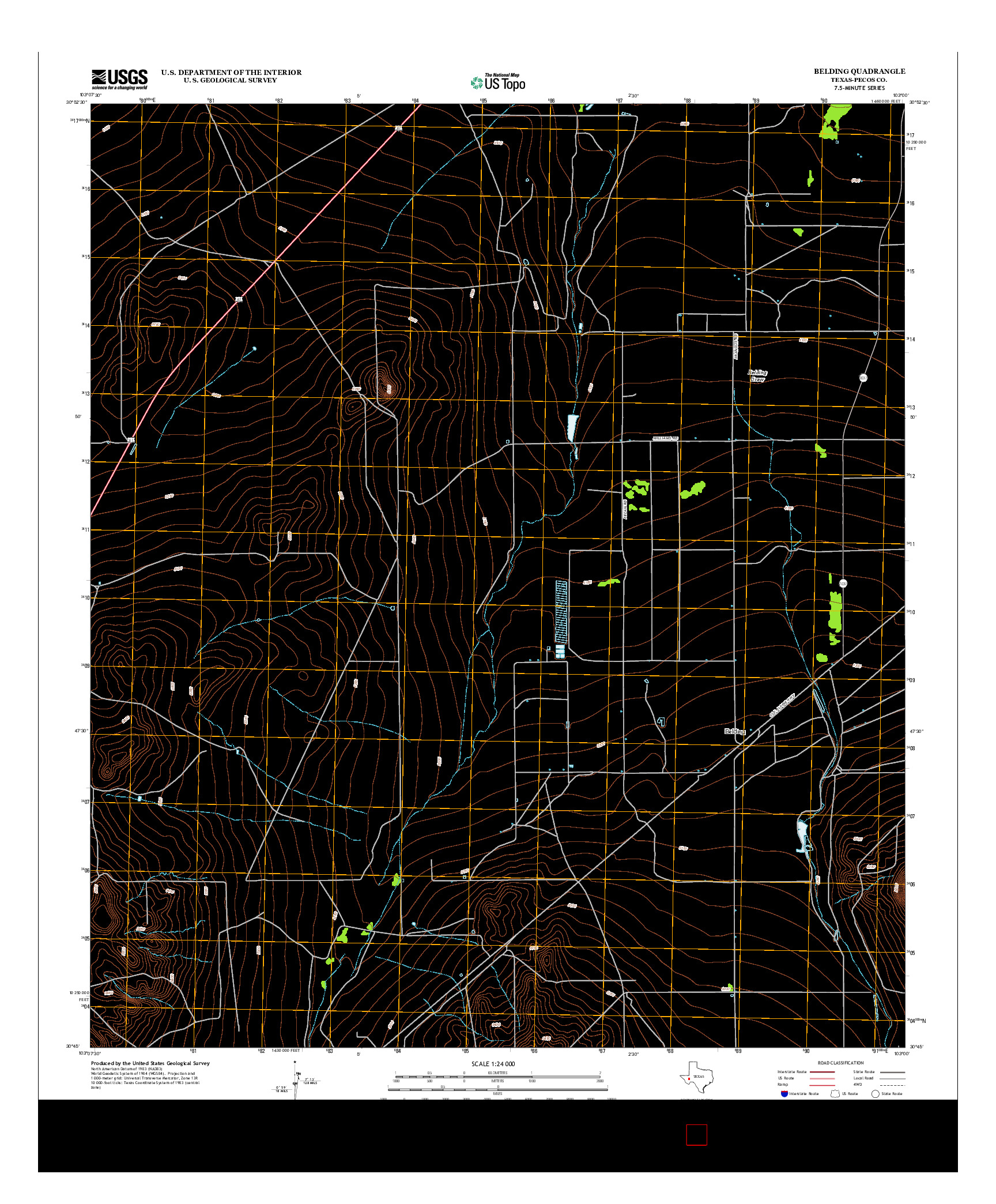 USGS US TOPO 7.5-MINUTE MAP FOR BELDING, TX 2012