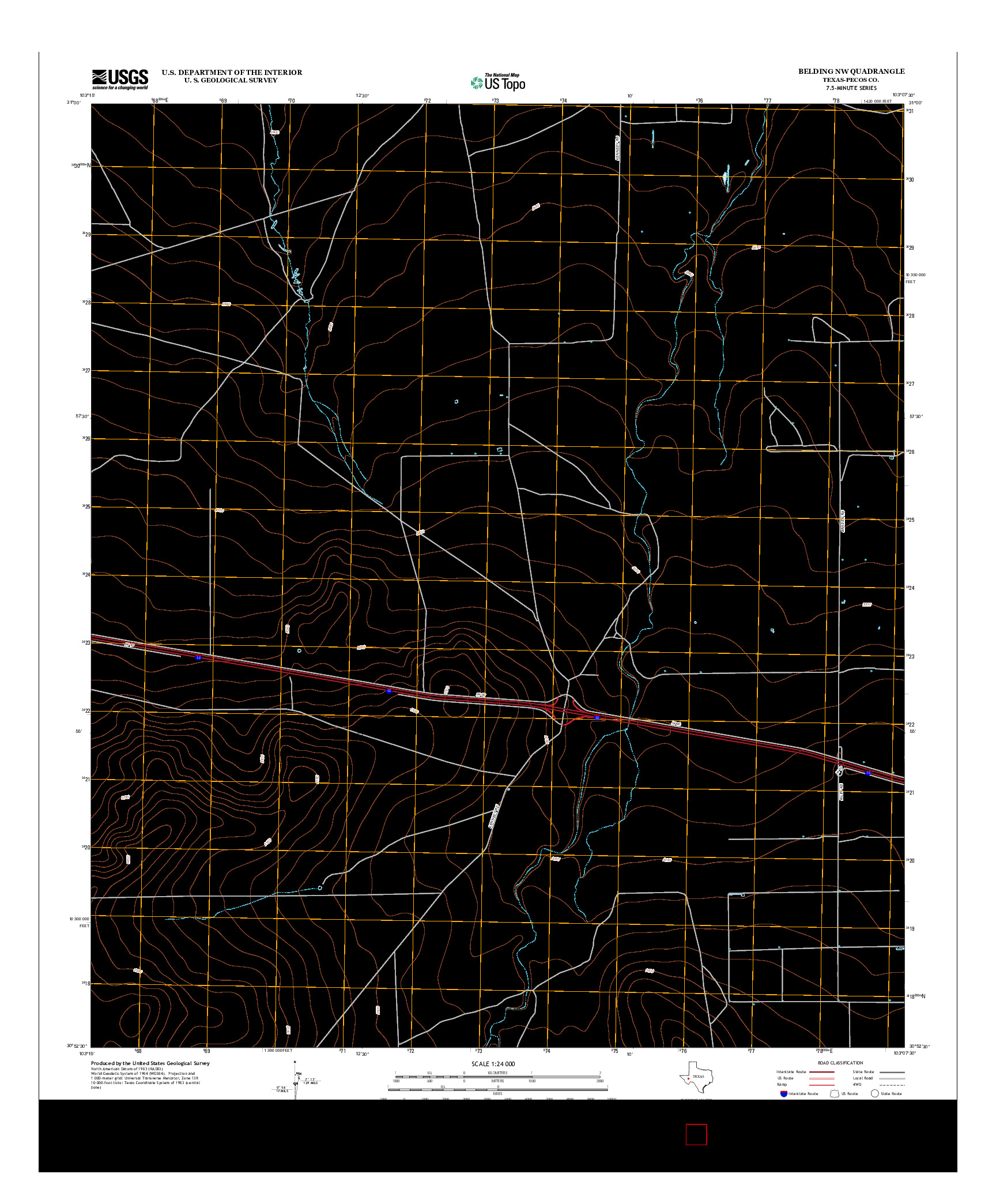 USGS US TOPO 7.5-MINUTE MAP FOR BELDING NW, TX 2012