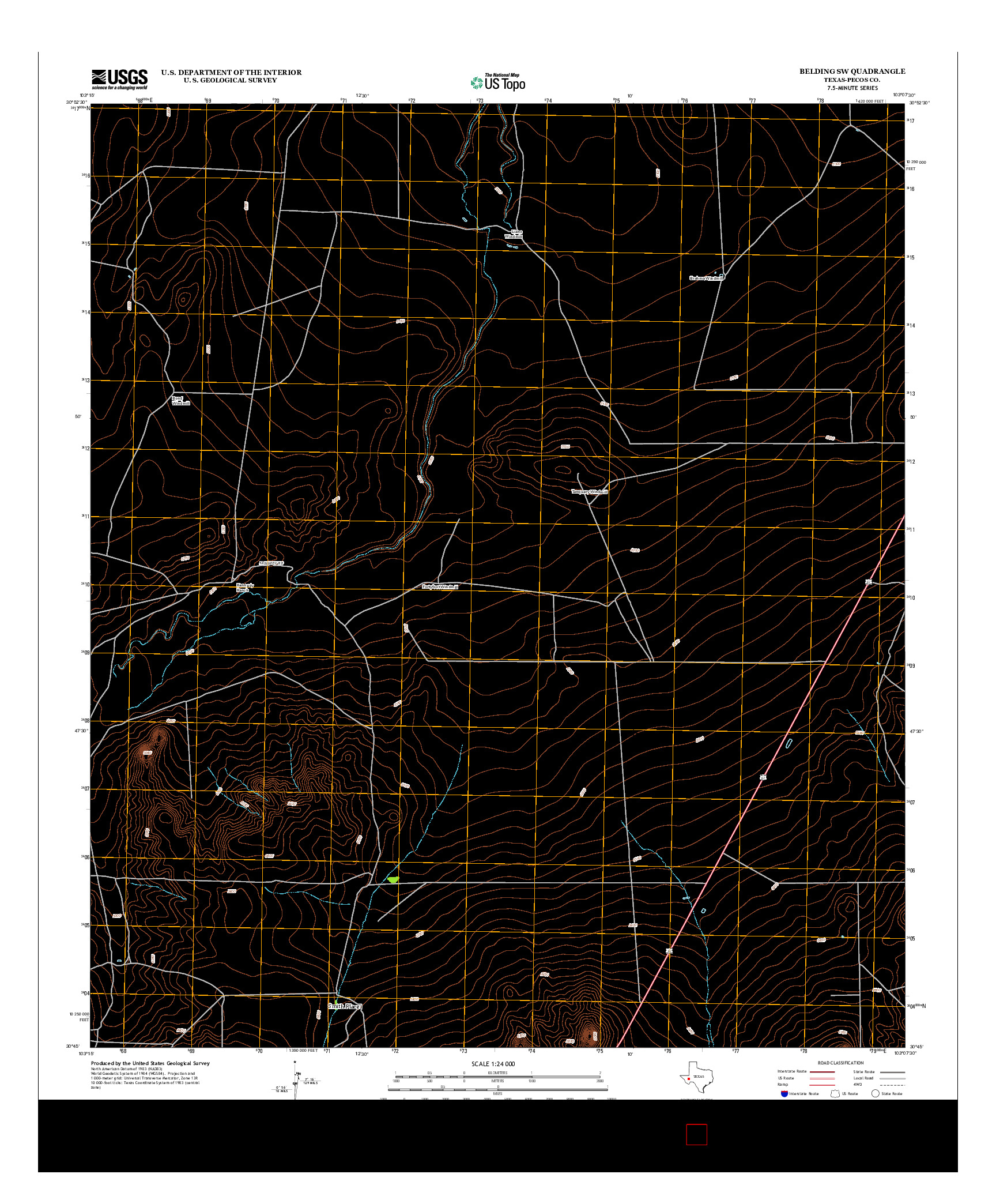 USGS US TOPO 7.5-MINUTE MAP FOR BELDING SW, TX 2012