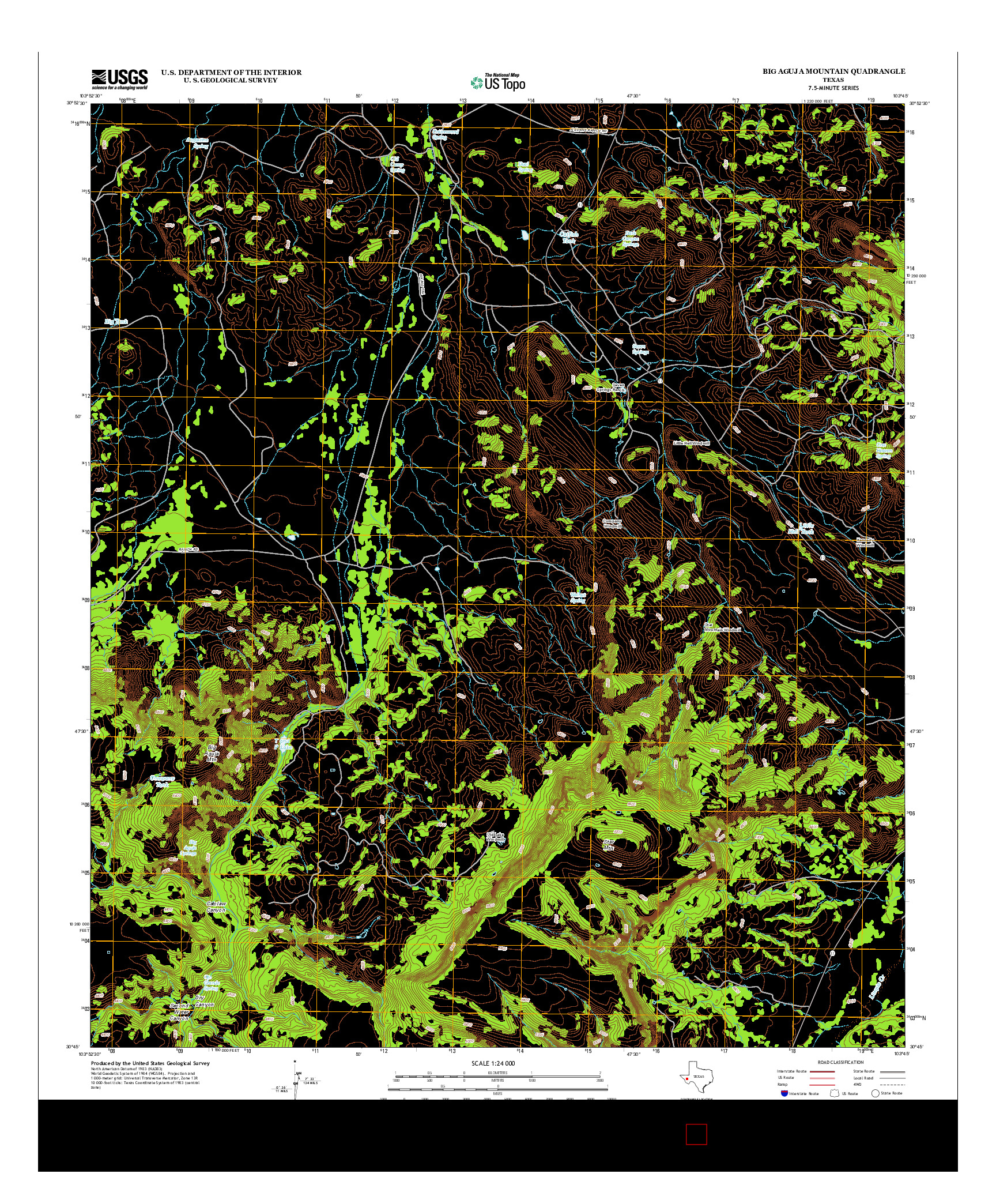 USGS US TOPO 7.5-MINUTE MAP FOR BIG AGUJA MOUNTAIN, TX 2012