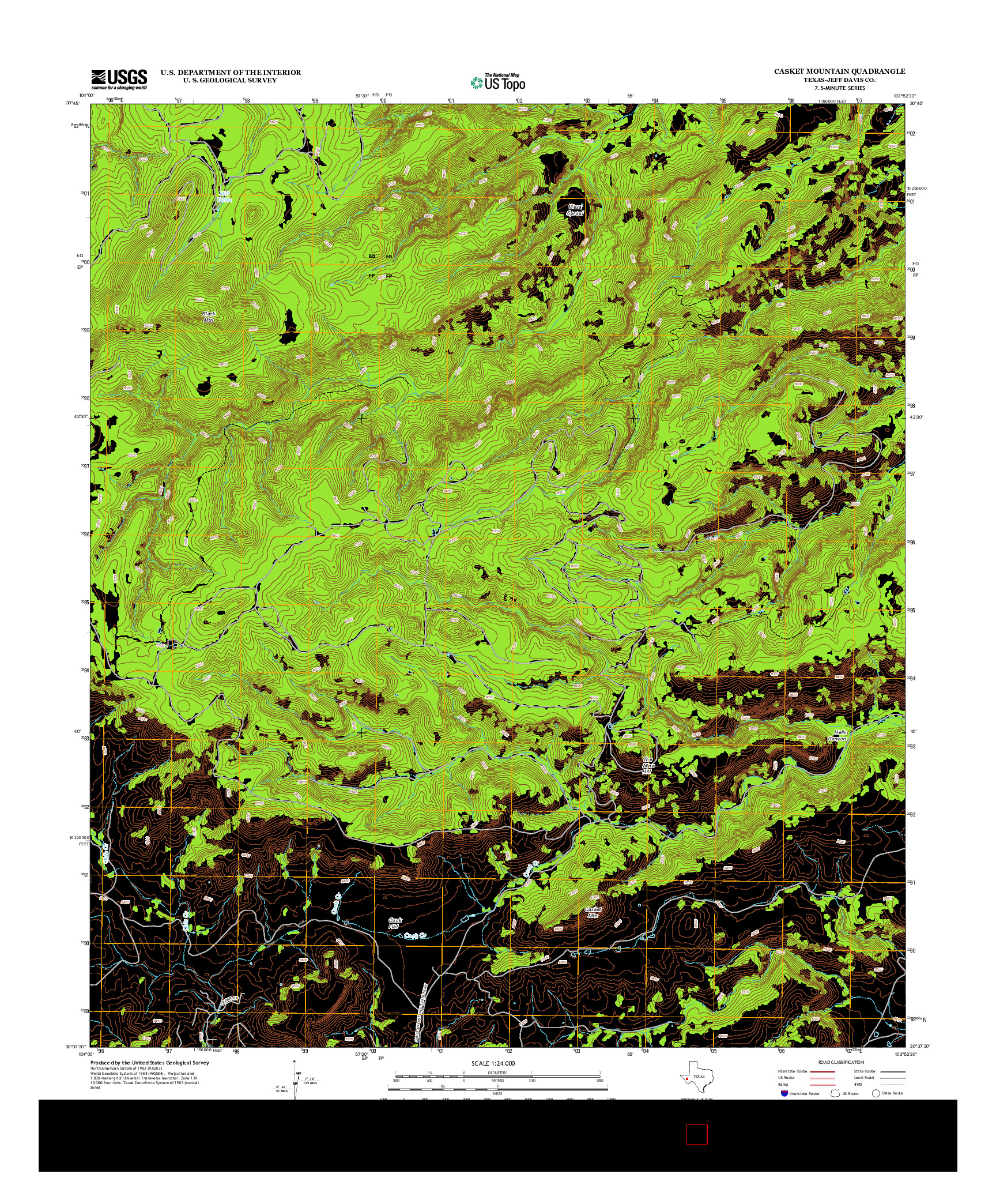 USGS US TOPO 7.5-MINUTE MAP FOR CASKET MOUNTAIN, TX 2012