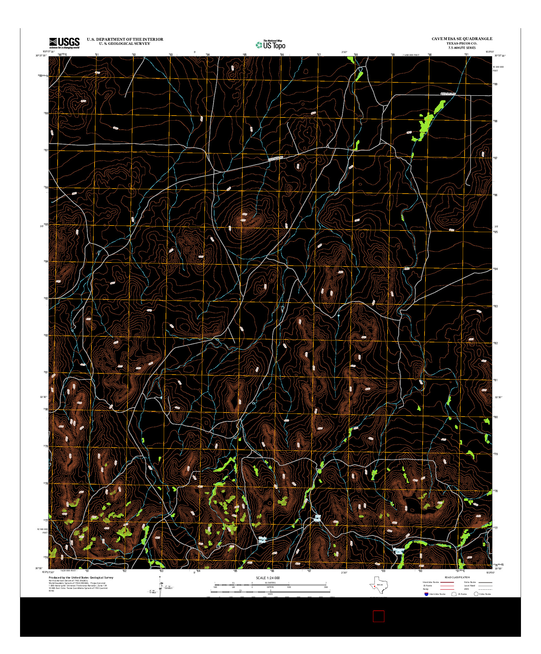 USGS US TOPO 7.5-MINUTE MAP FOR CAVE MESA SE, TX 2012