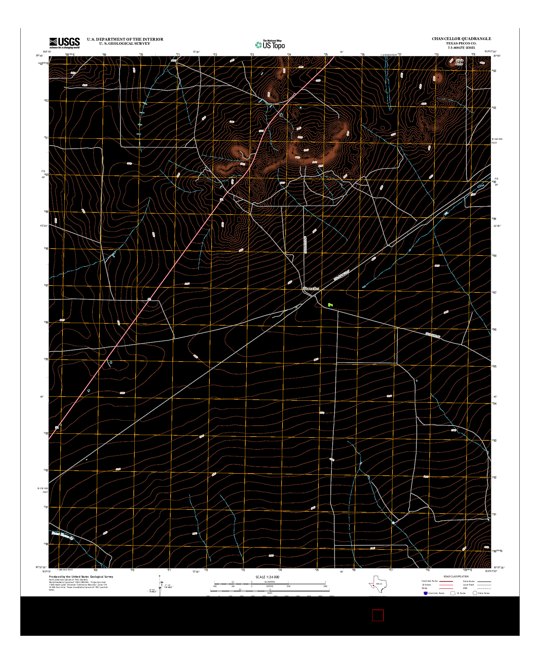 USGS US TOPO 7.5-MINUTE MAP FOR CHANCELLOR, TX 2012