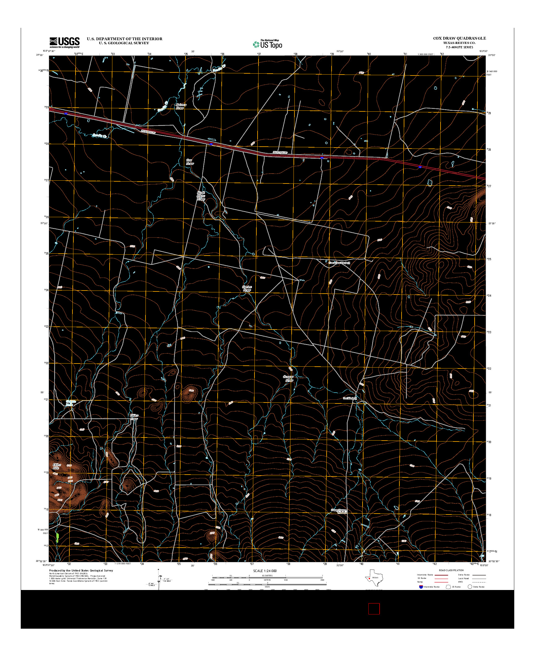 USGS US TOPO 7.5-MINUTE MAP FOR COX DRAW, TX 2012