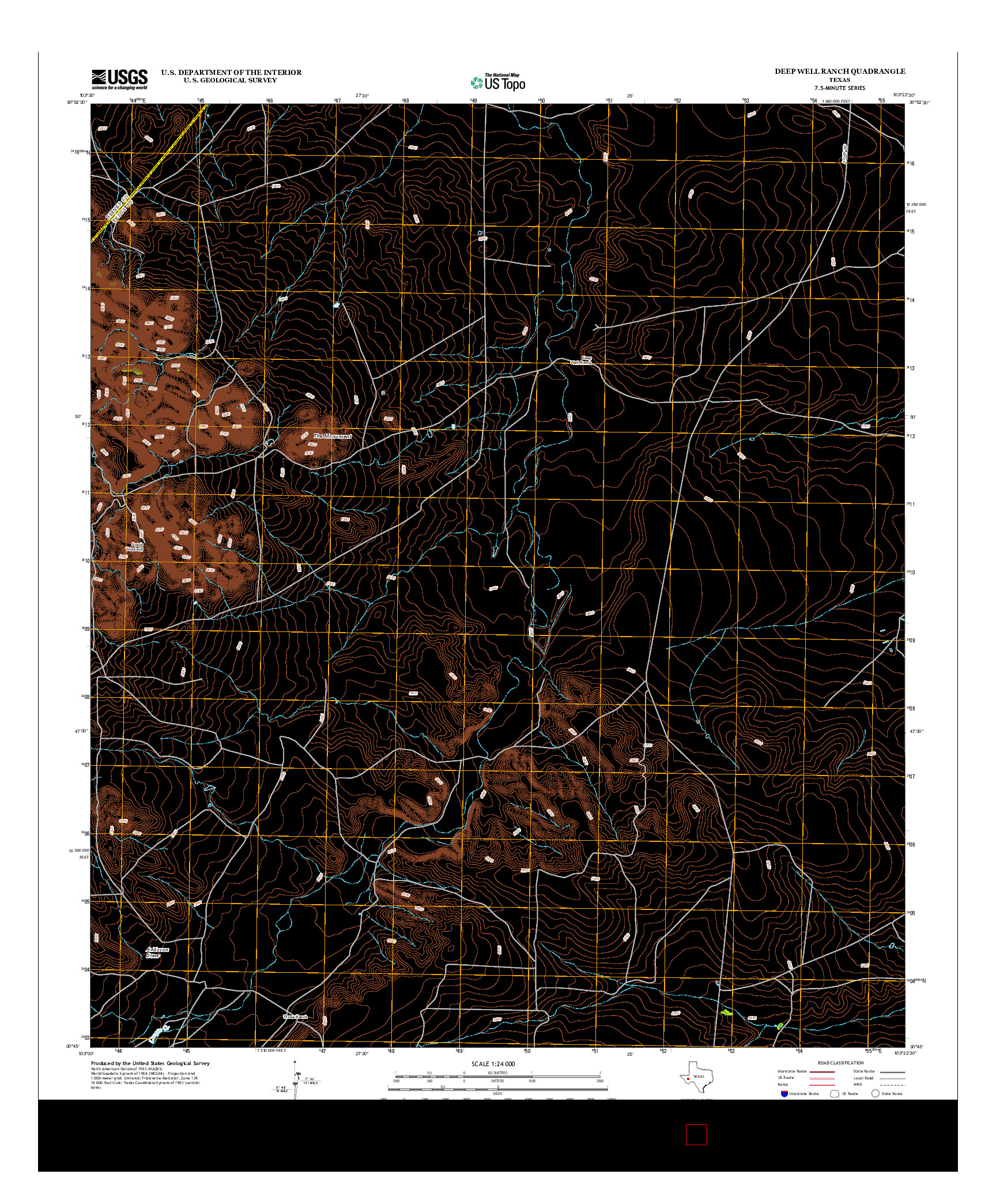 USGS US TOPO 7.5-MINUTE MAP FOR DEEP WELL RANCH, TX 2012