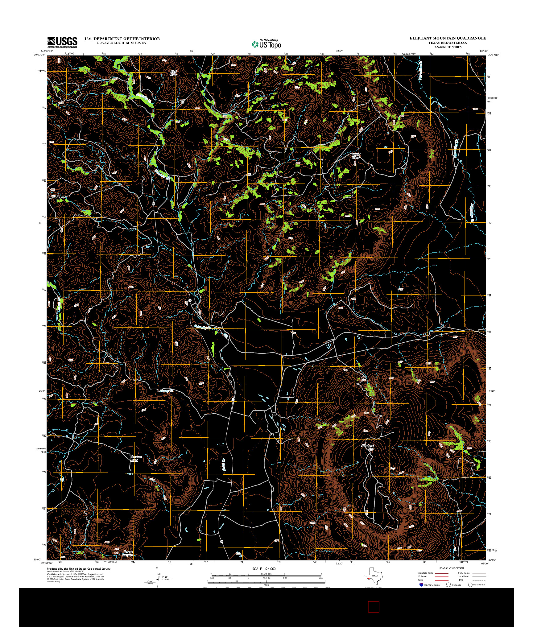 USGS US TOPO 7.5-MINUTE MAP FOR ELEPHANT MOUNTAIN, TX 2012