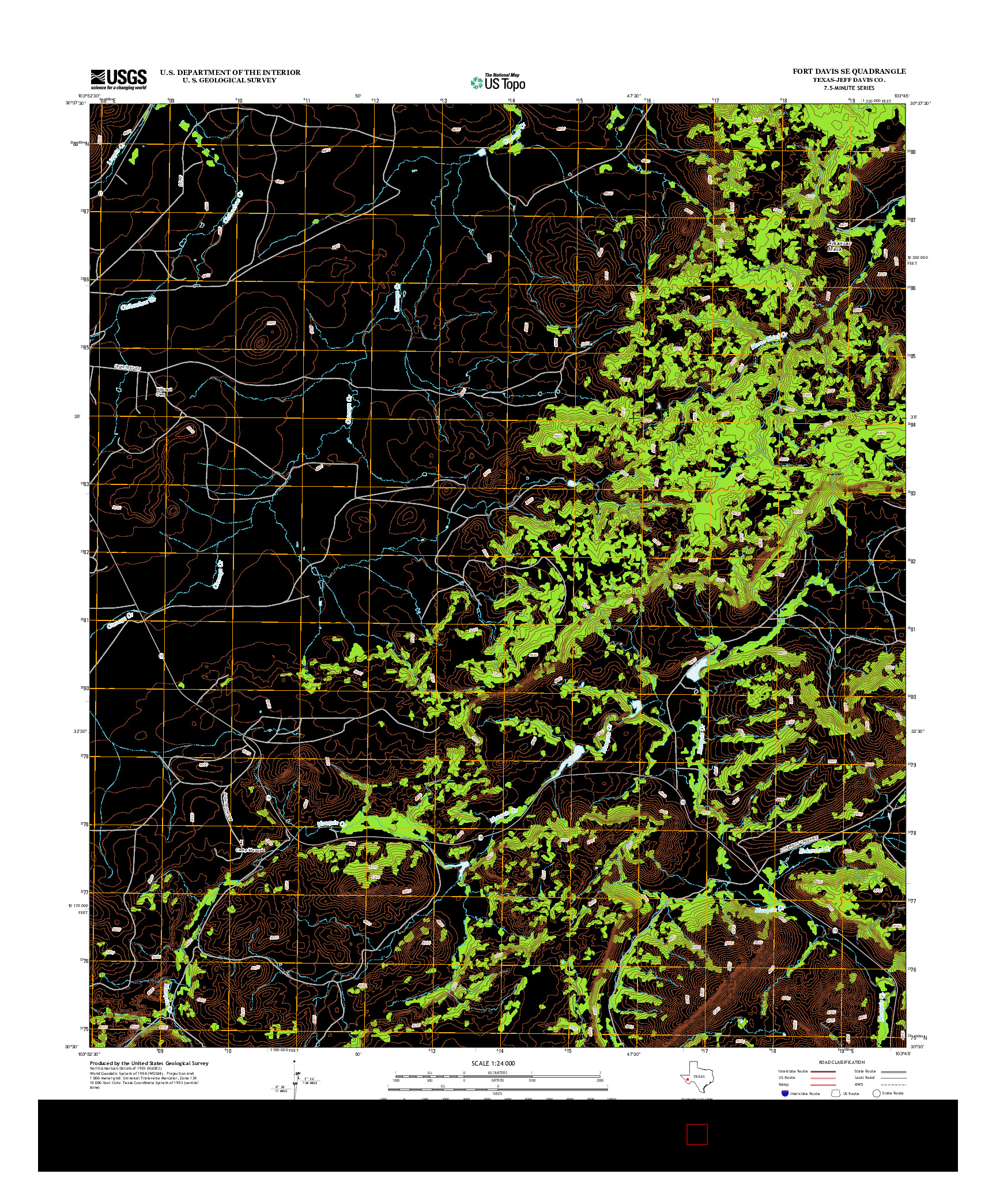 USGS US TOPO 7.5-MINUTE MAP FOR FORT DAVIS SE, TX 2012