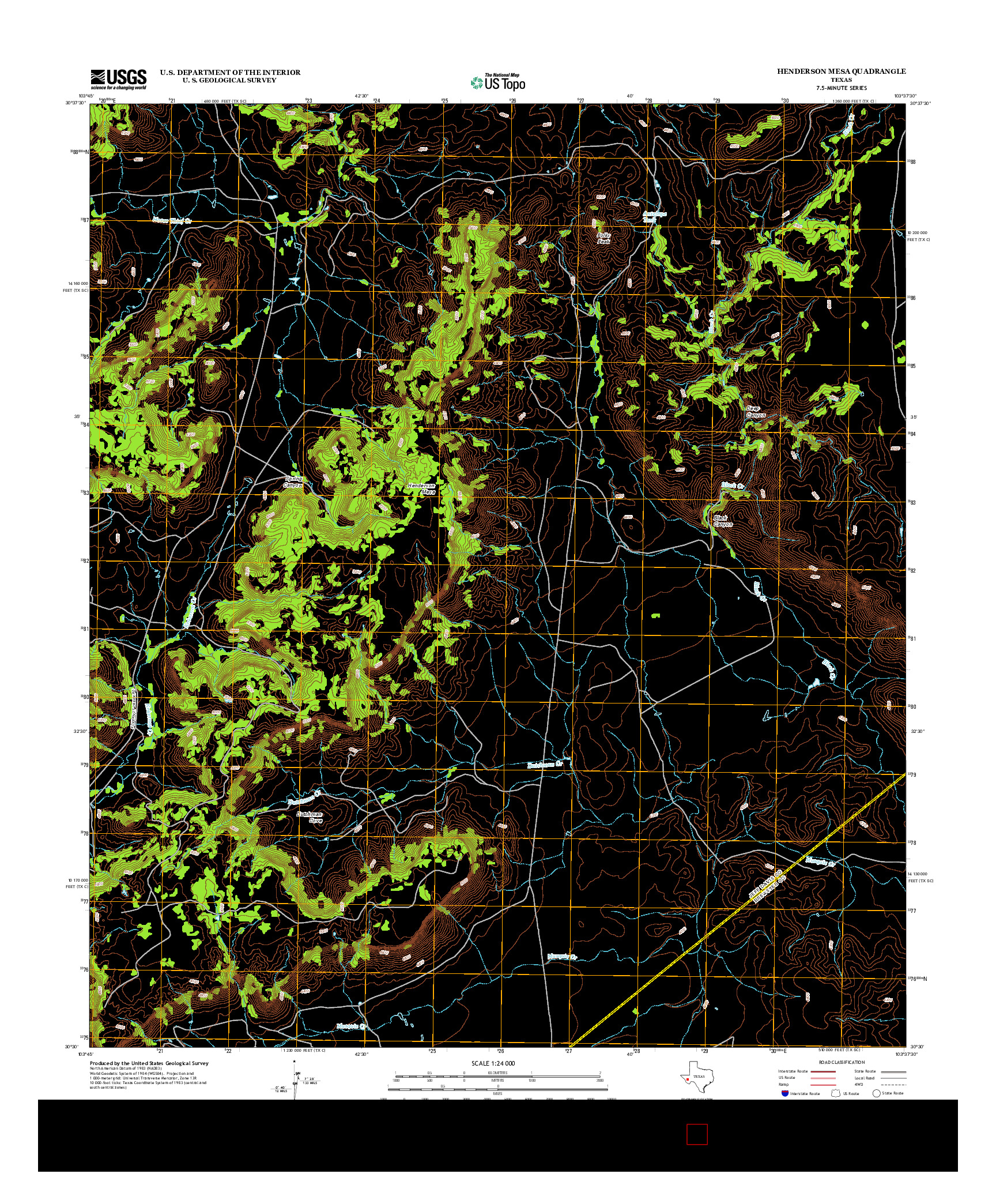 USGS US TOPO 7.5-MINUTE MAP FOR HENDERSON MESA, TX 2012