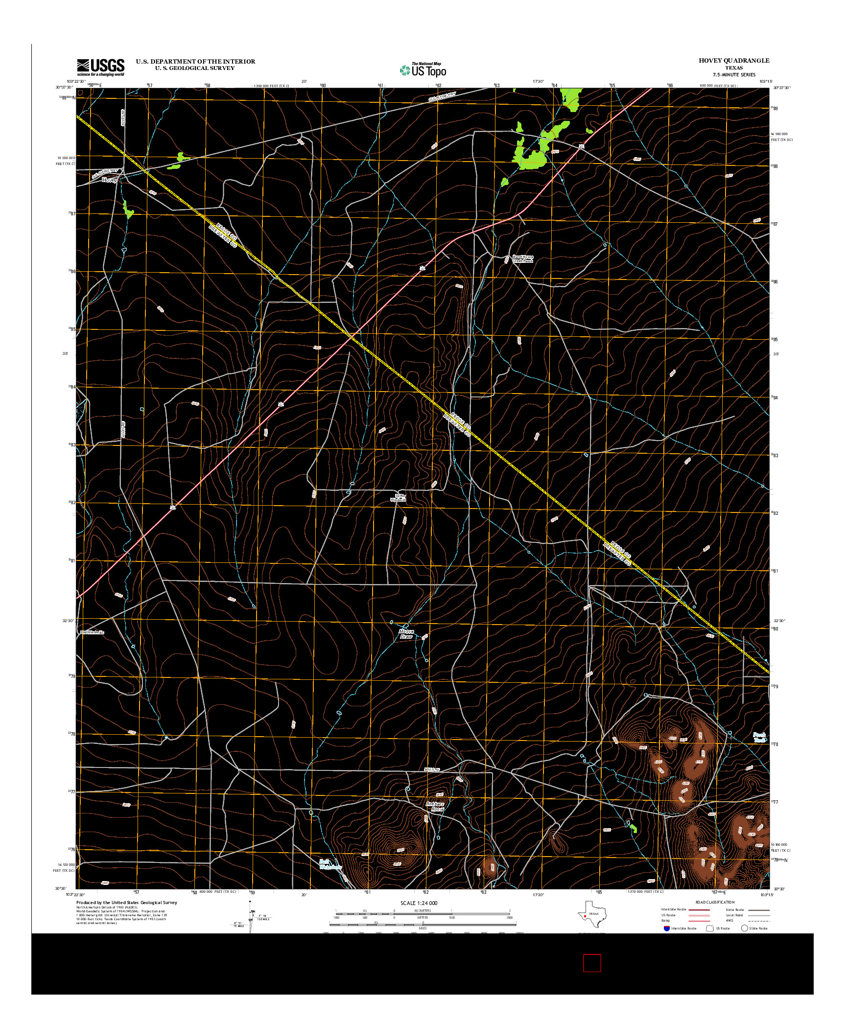 USGS US TOPO 7.5-MINUTE MAP FOR HOVEY, TX 2012