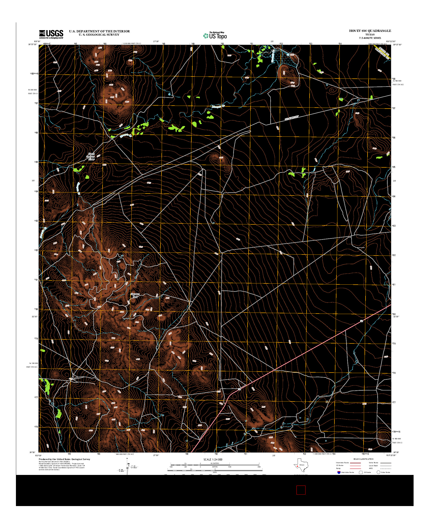 USGS US TOPO 7.5-MINUTE MAP FOR HOVEY SW, TX 2012