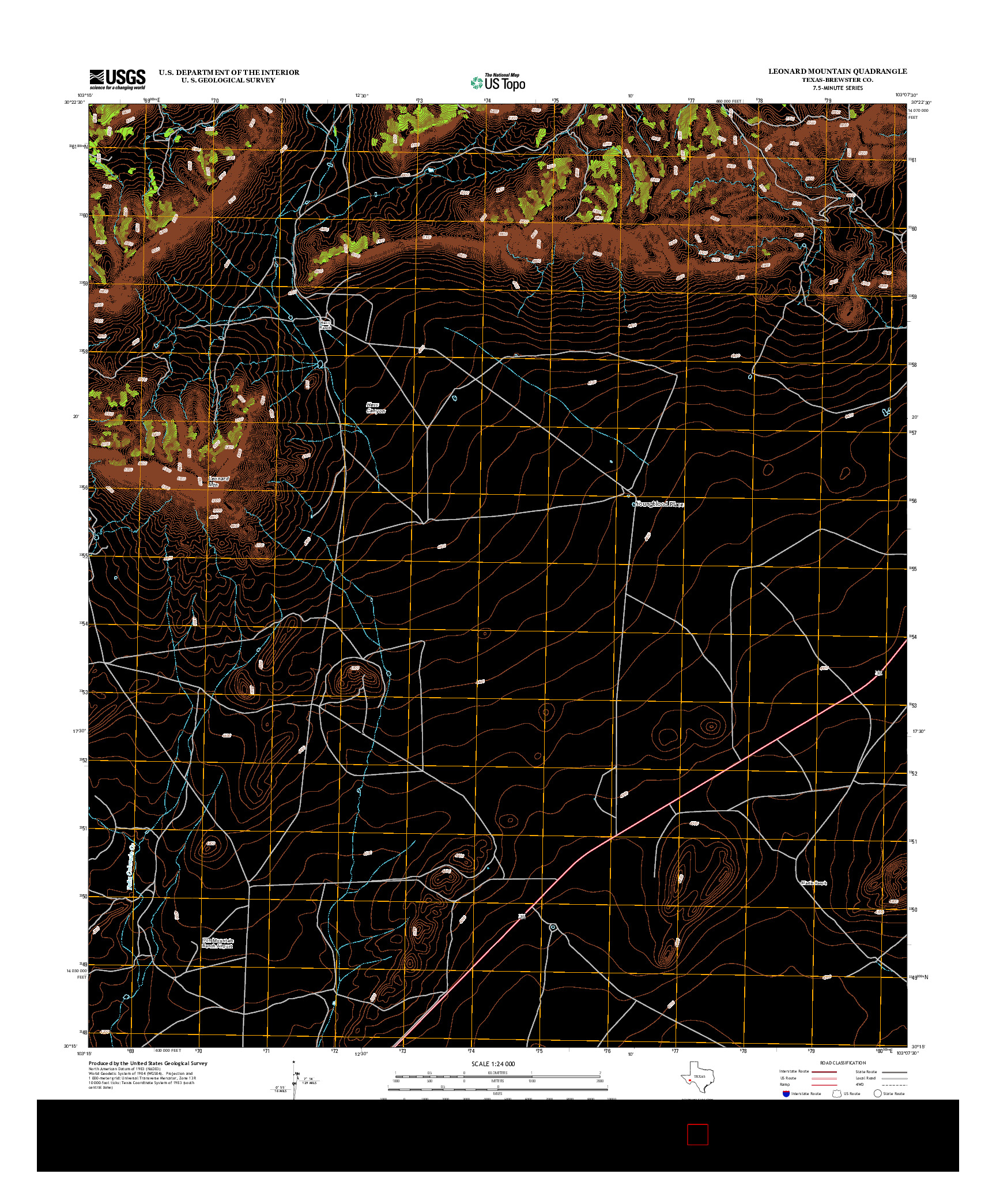USGS US TOPO 7.5-MINUTE MAP FOR LEONARD MOUNTAIN, TX 2012