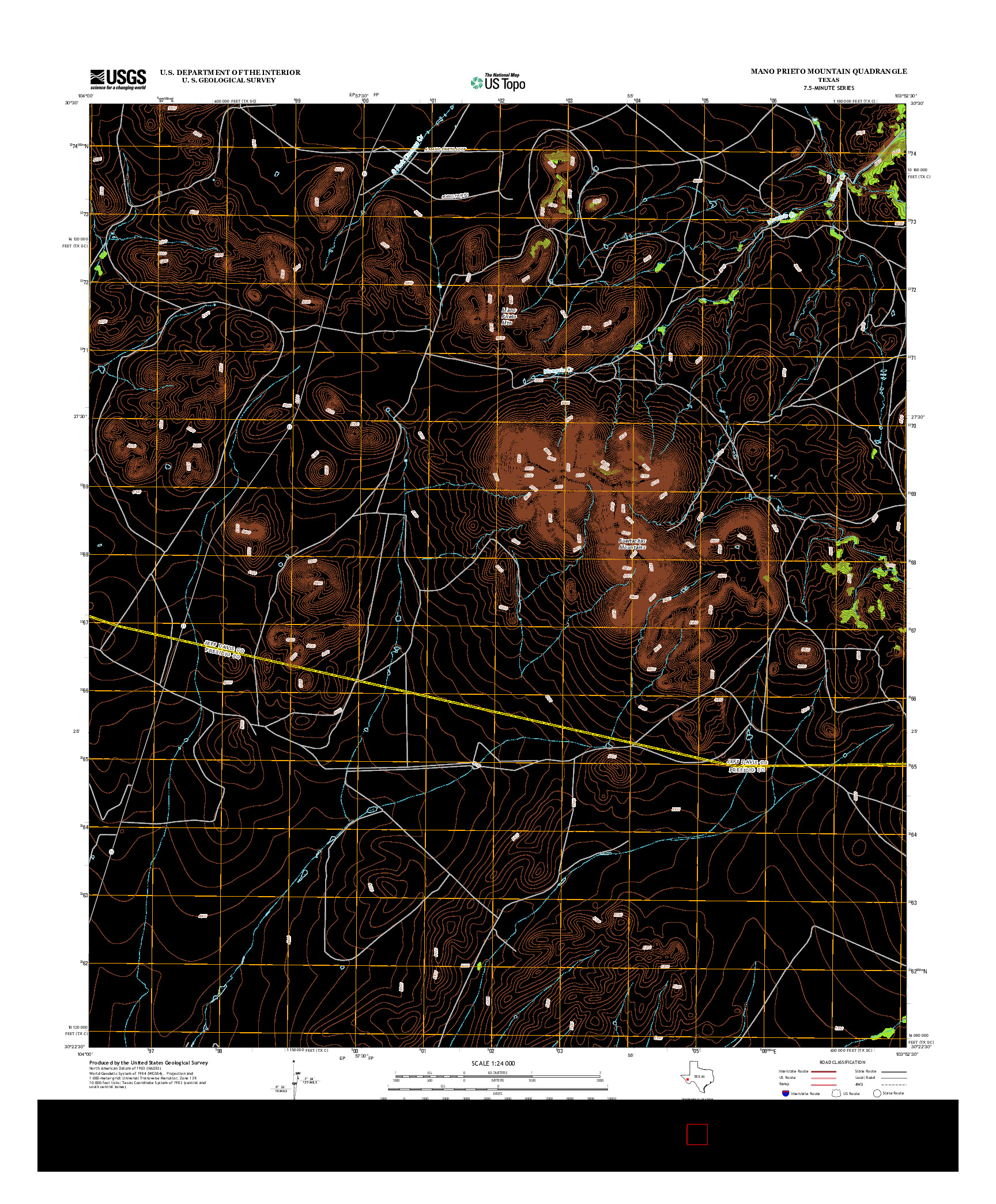 USGS US TOPO 7.5-MINUTE MAP FOR MANO PRIETO MOUNTAIN, TX 2012