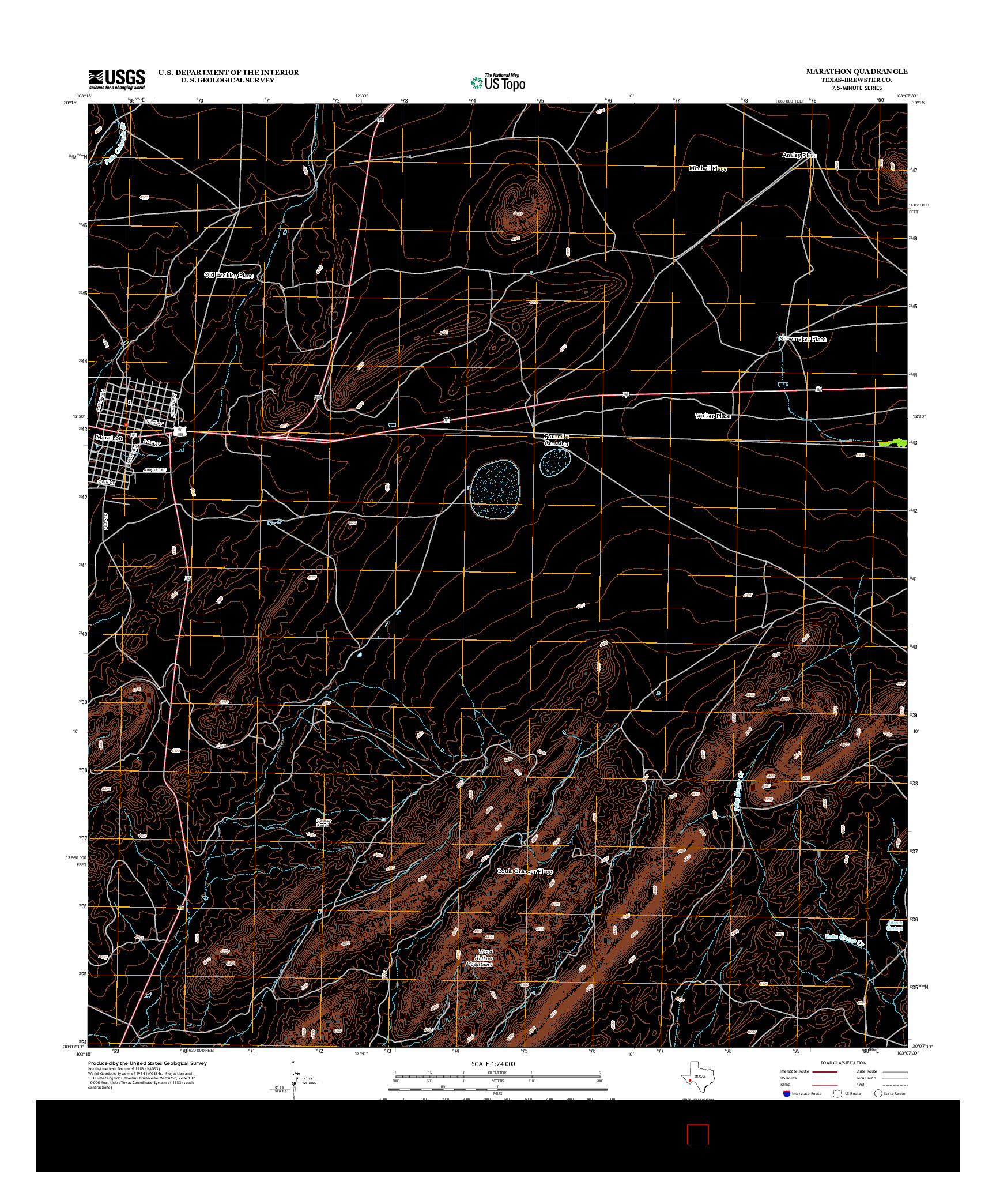 USGS US TOPO 7.5-MINUTE MAP FOR MARATHON, TX 2012