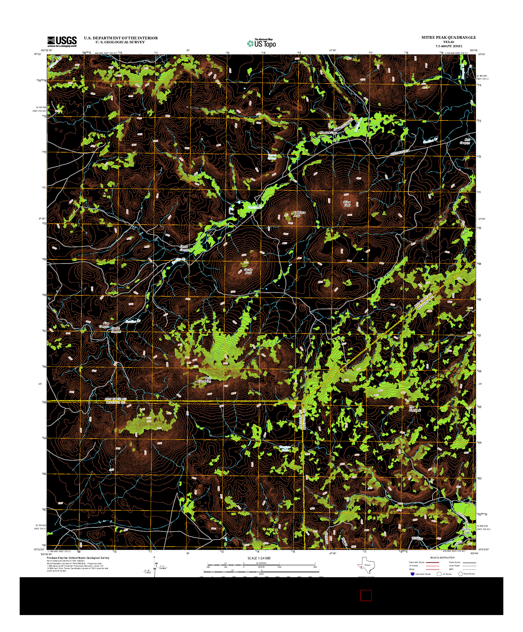 USGS US TOPO 7.5-MINUTE MAP FOR MITRE PEAK, TX 2012