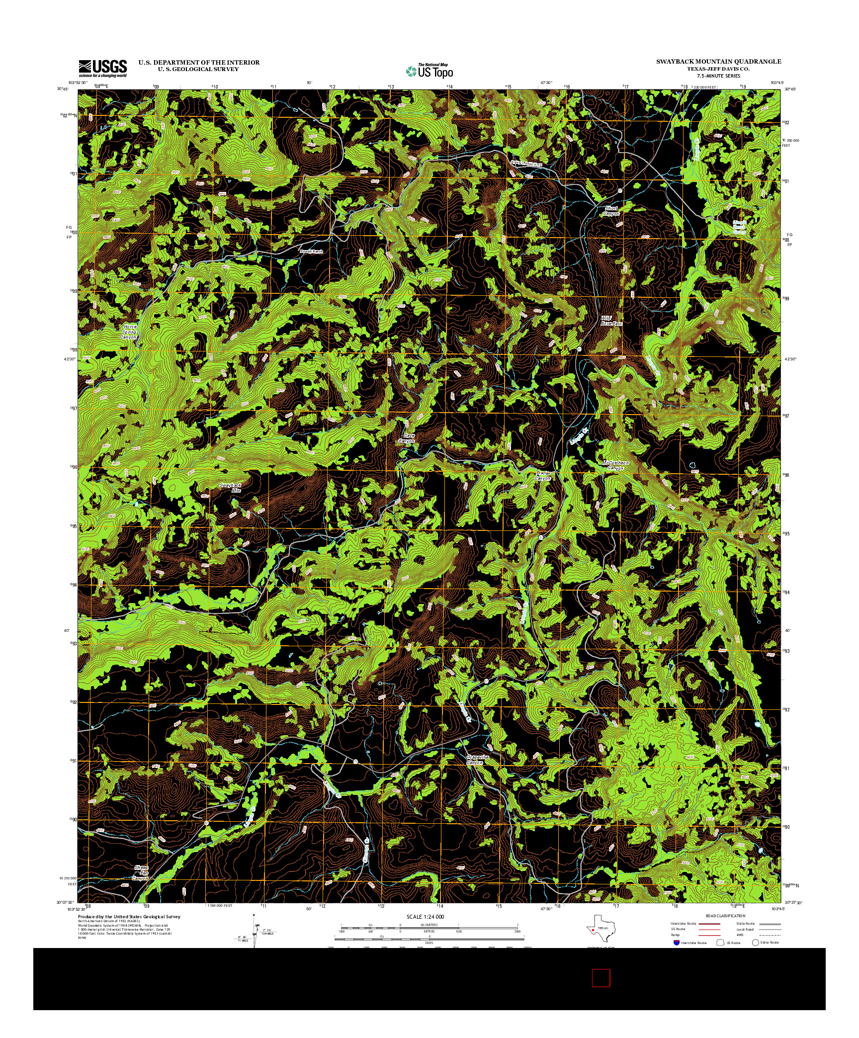 USGS US TOPO 7.5-MINUTE MAP FOR SWAYBACK MOUNTAIN, TX 2012