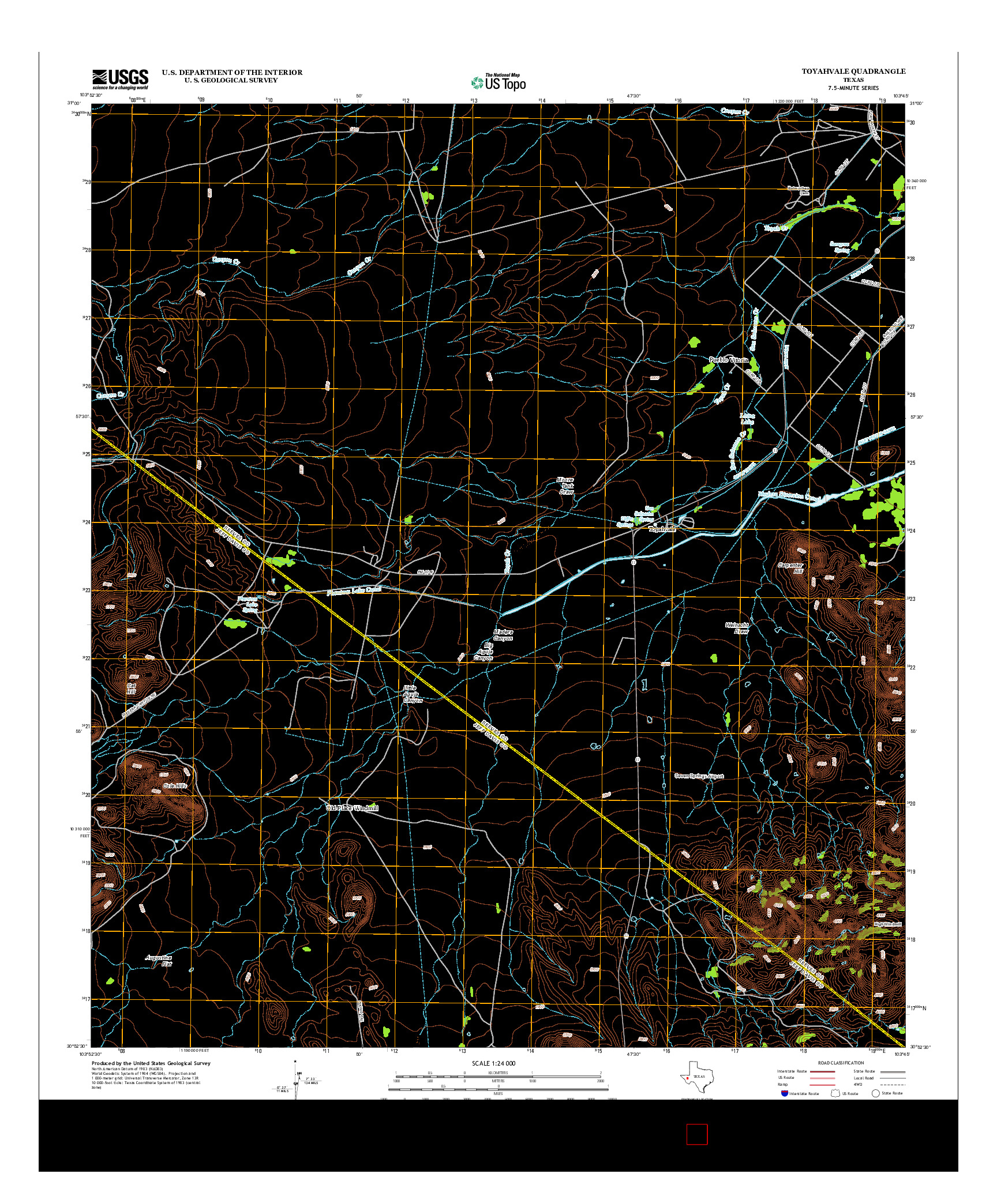 USGS US TOPO 7.5-MINUTE MAP FOR TOYAHVALE, TX 2012