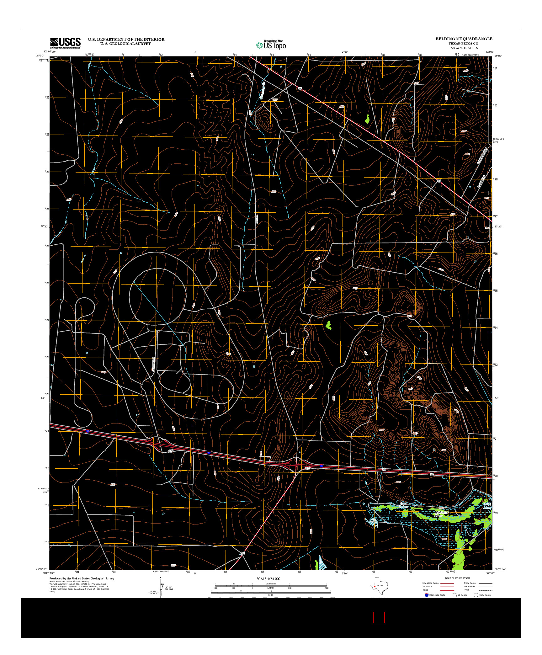 USGS US TOPO 7.5-MINUTE MAP FOR BELDING NE, TX 2012