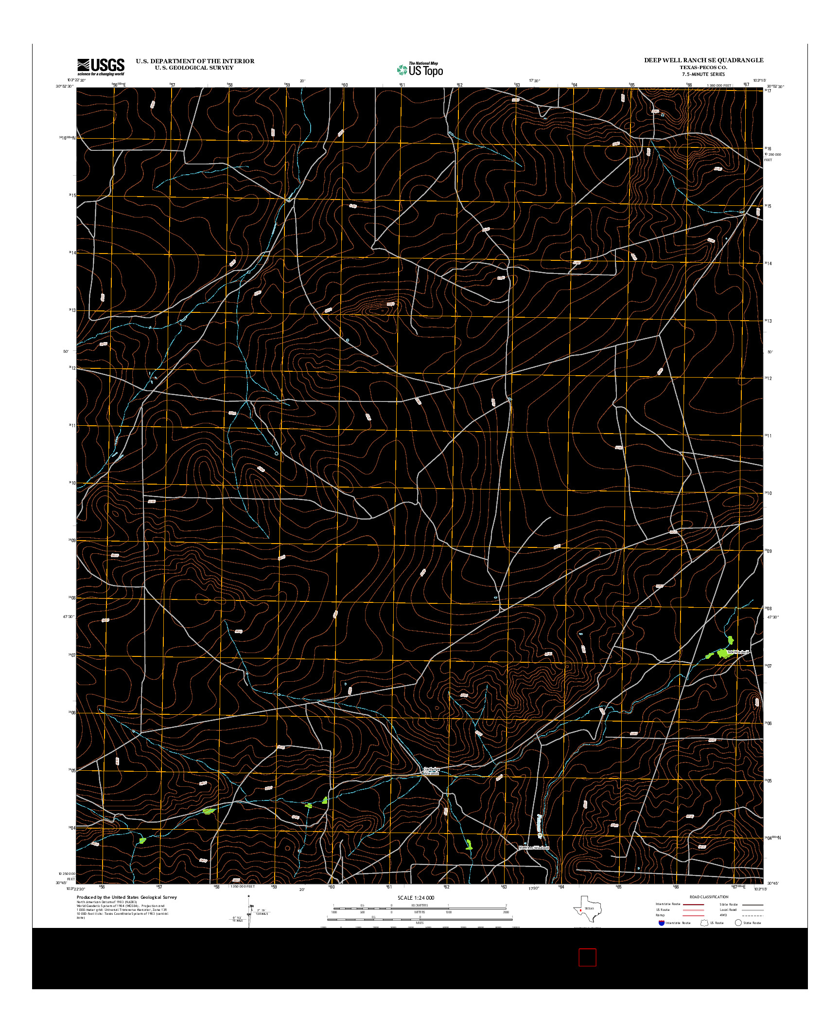 USGS US TOPO 7.5-MINUTE MAP FOR DEEP WELL RANCH SE, TX 2012